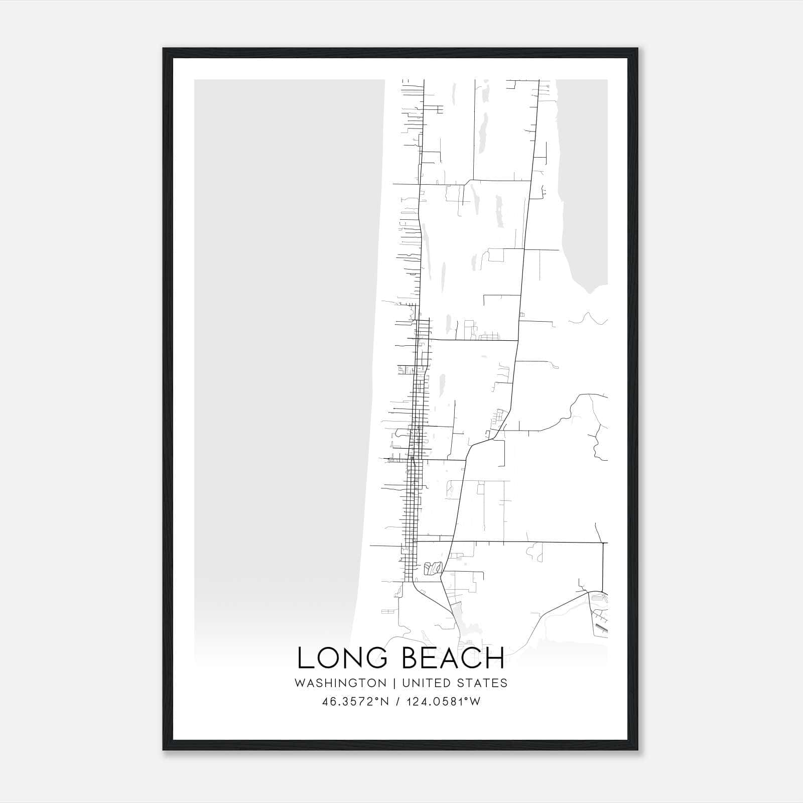 Long Beach Washington Map Poster, Modern Home Decor Wall Art Print Long Beach Washington Map Poster, Modern Home Decor Wall Art Print