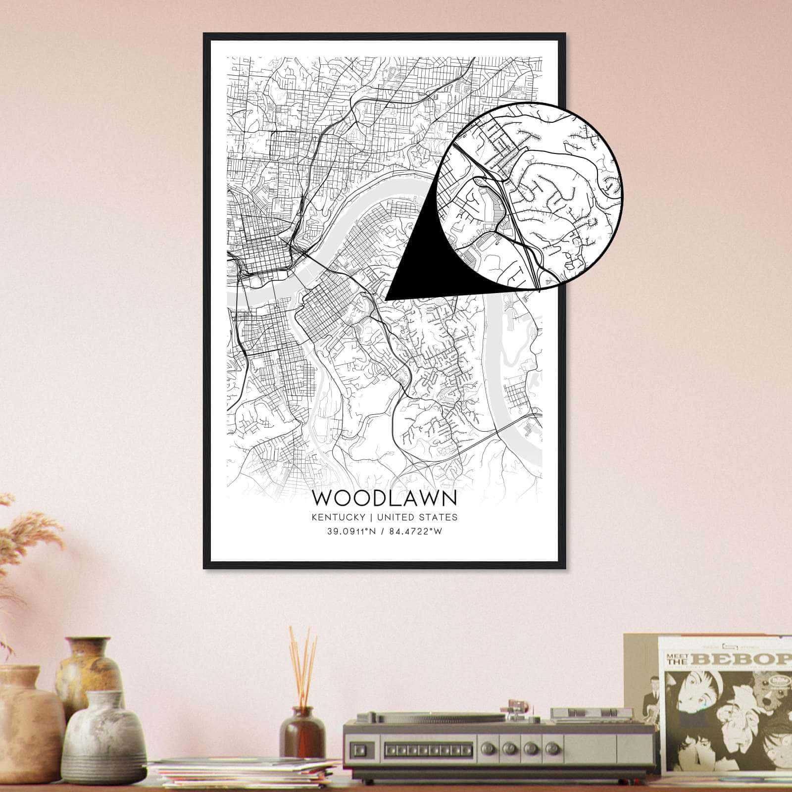 Deerfield Kansas Map Poster, Modern Home Decor Wall Art Print (Copy)