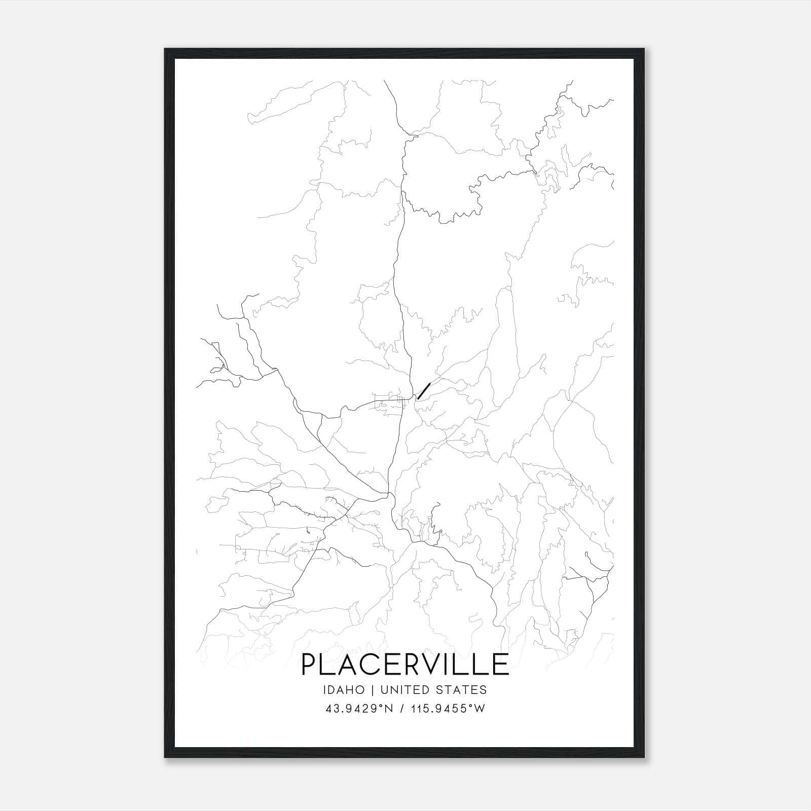 Placerville Idaho Map Poster, Modern Home Decor Wall Art Print Placerville Idaho Map Poster, Modern Home Decor Wall Art Print