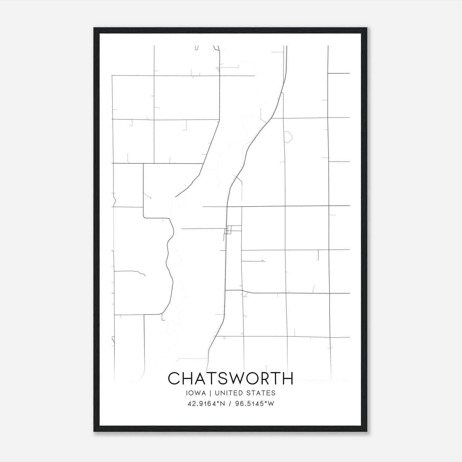 Chatsworth Iowa Map Poster, Modern Home Decor Wall Art Print Chatsworth Iowa Map Poster, Modern Home Decor Wall Art Print