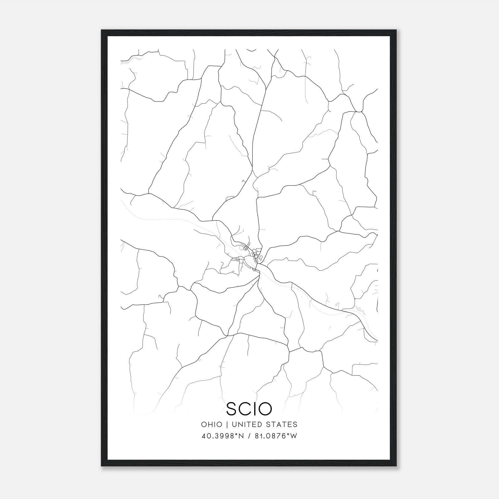 Scio Ohio Map Poster, Modern Home Decor Wall Art Print Scio Ohio Map Poster, Modern Home Decor Wall Art Print
