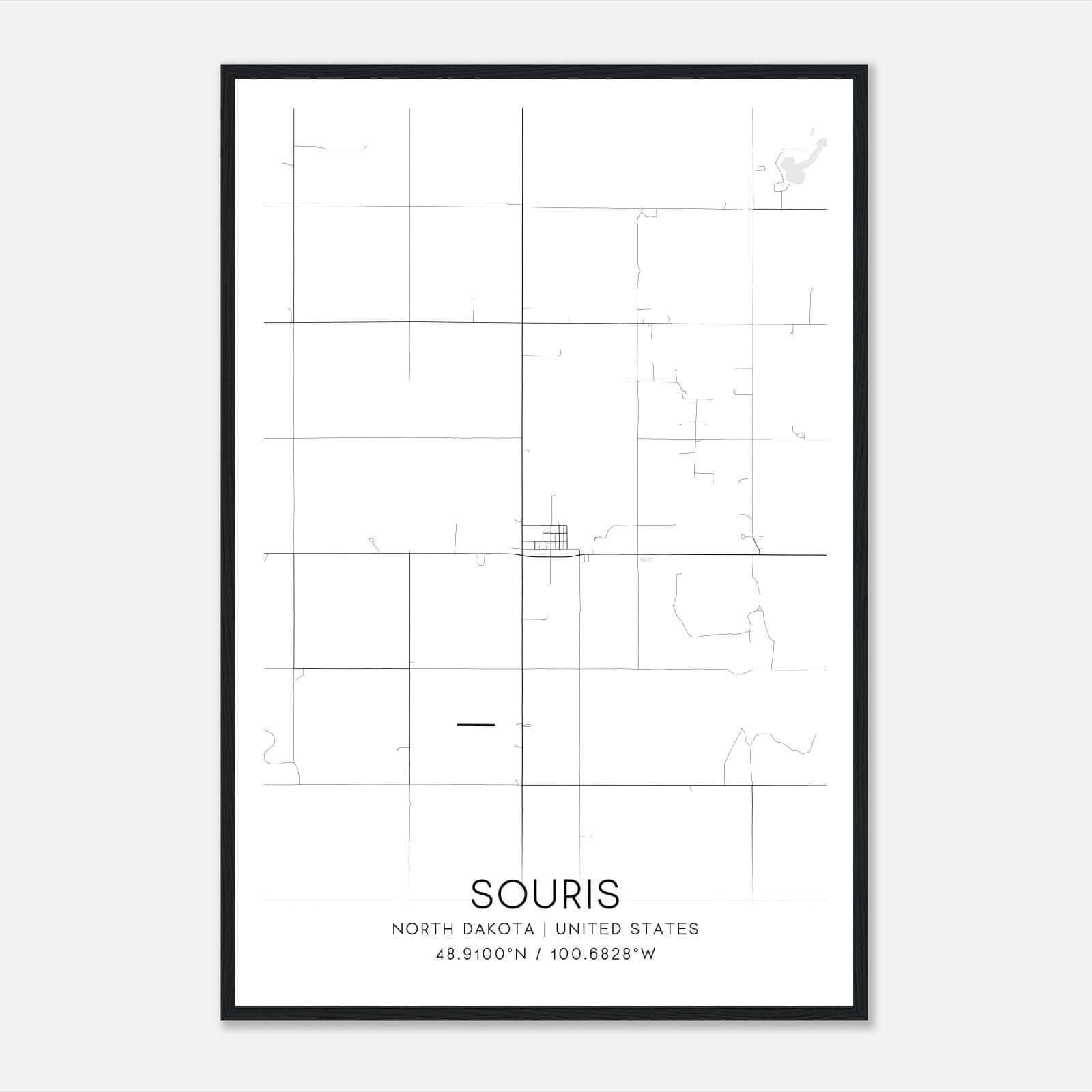Souris North Dakota Map Poster, Modern Home Decor Wall Art Print Souris North Dakota Map Poster, Modern Home Decor Wall Art Print