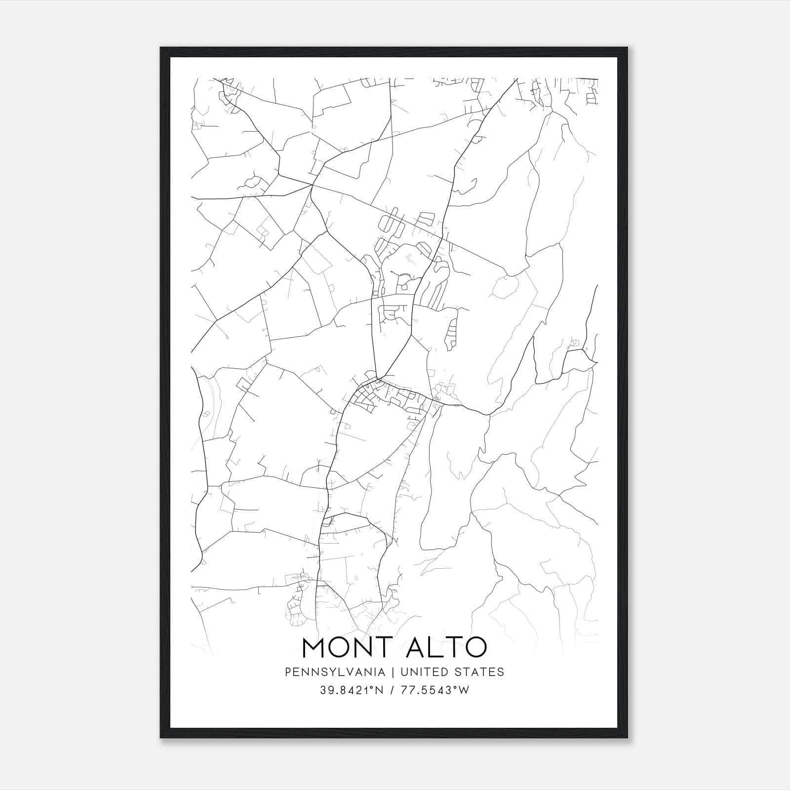 Mont Alto Pennsylvania Map Poster, Modern Home Decor Wall Art Print Mont Alto Pennsylvania Map Poster, Modern Home Decor Wall Art Print