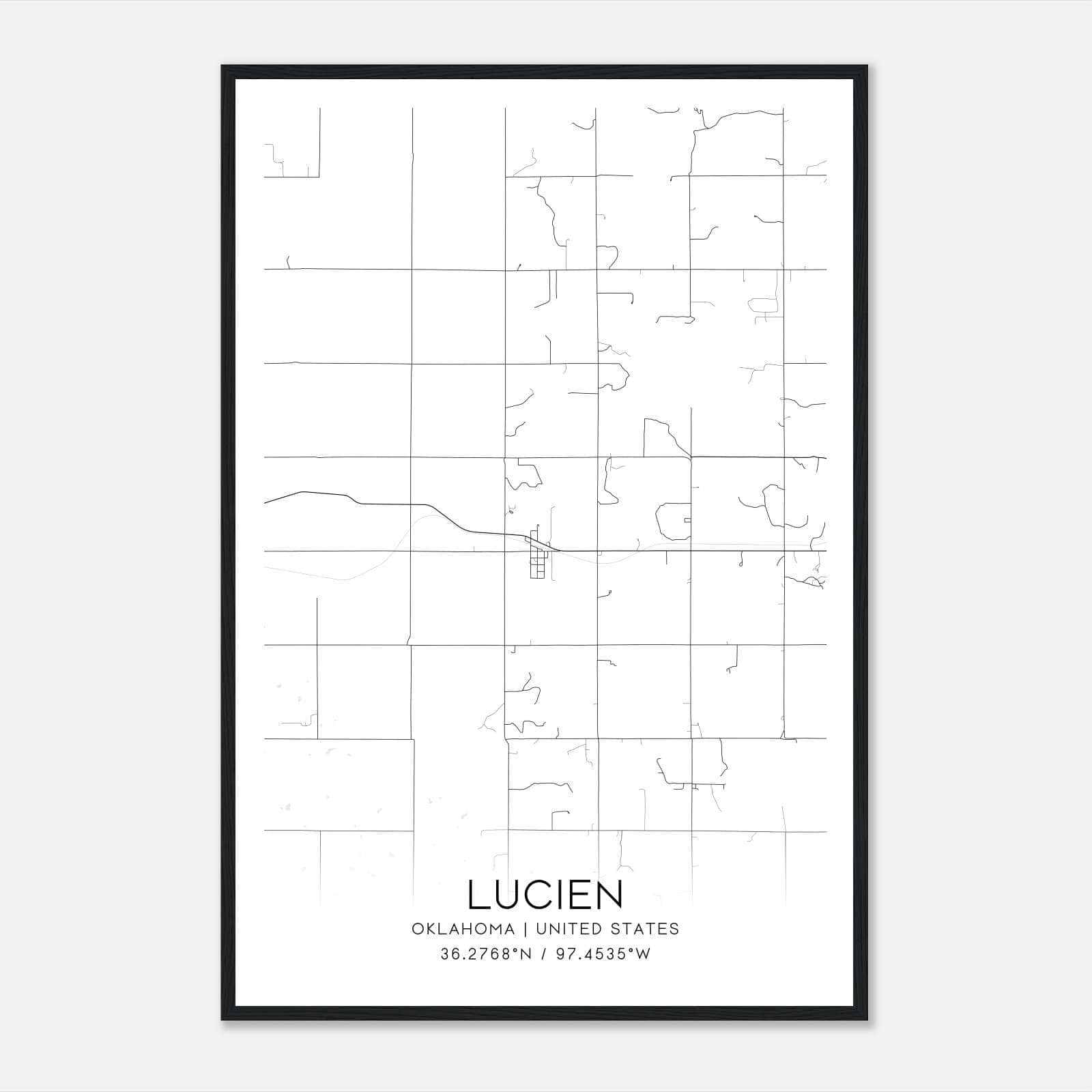 Lucien Oklahoma Map Poster, Modern Home Decor Wall Art Print Lucien Oklahoma Map Poster, Modern Home Decor Wall Art Print