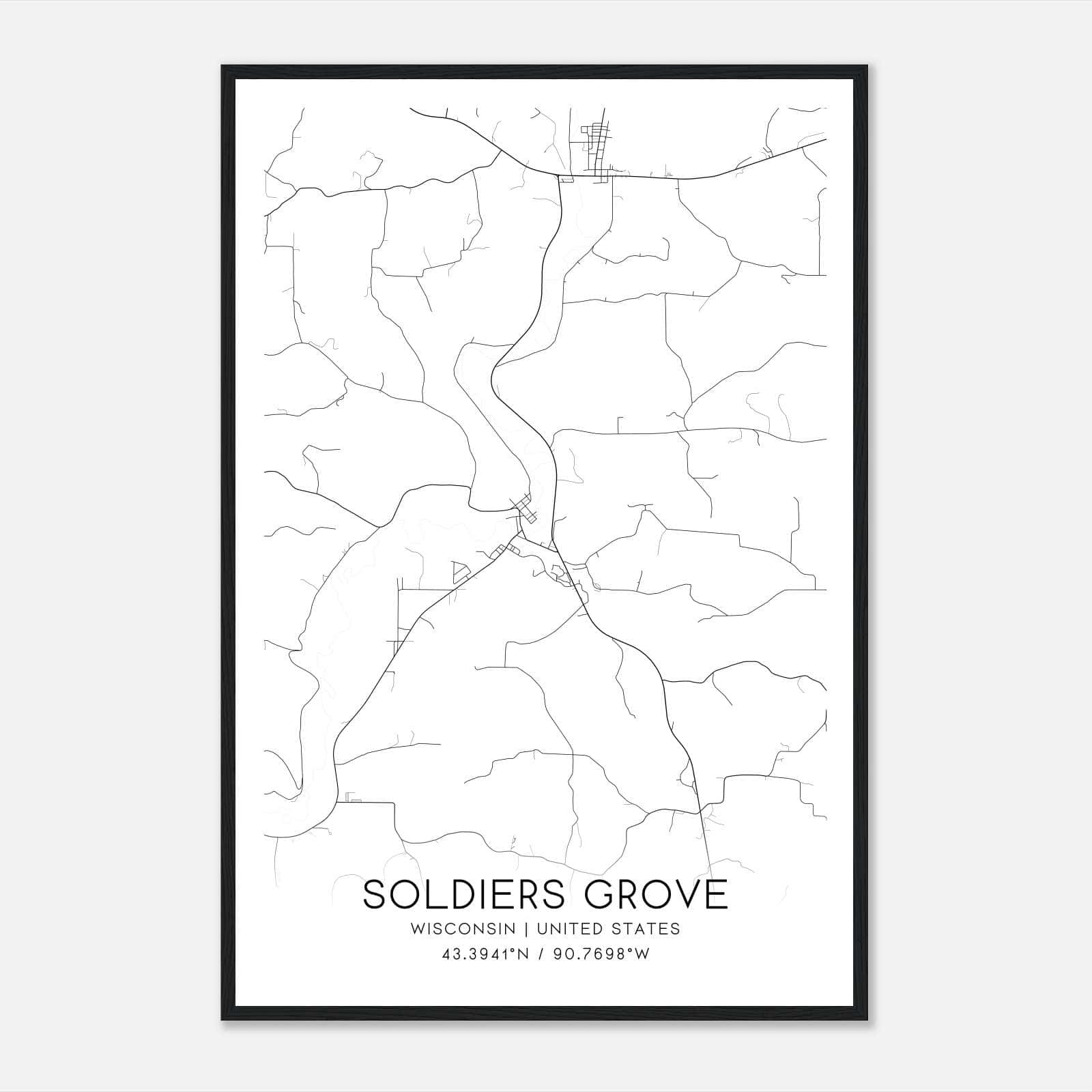 Soldiers Grove Wisconsin Map Poster, Modern Home Decor Wall Art Print Soldiers Grove Wisconsin Map Poster, Modern Home Decor Wall Art Print