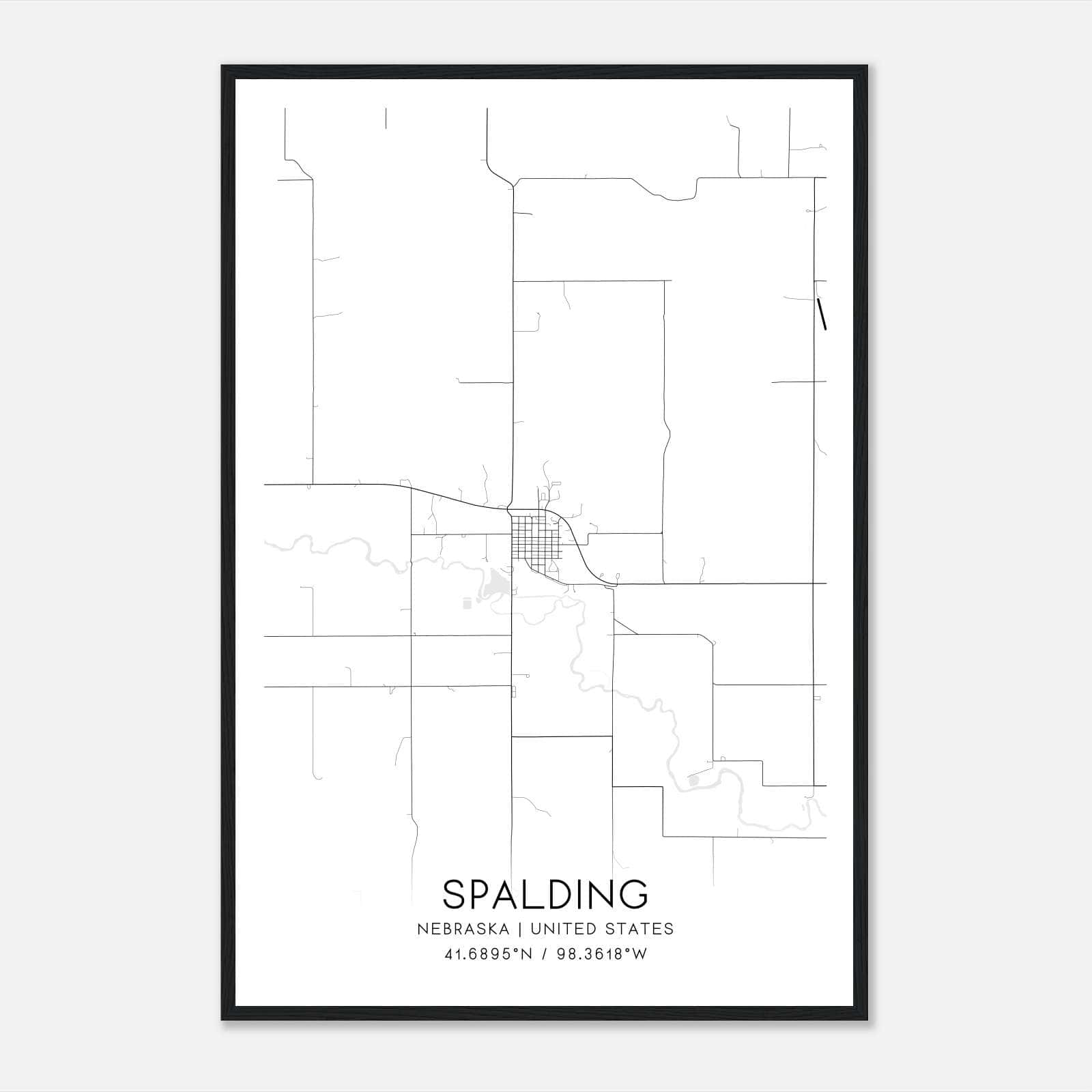 Spalding Nebraska Map Poster, Modern Home Decor Wall Art Print Spalding Nebraska Map Poster, Modern Home Decor Wall Art Print