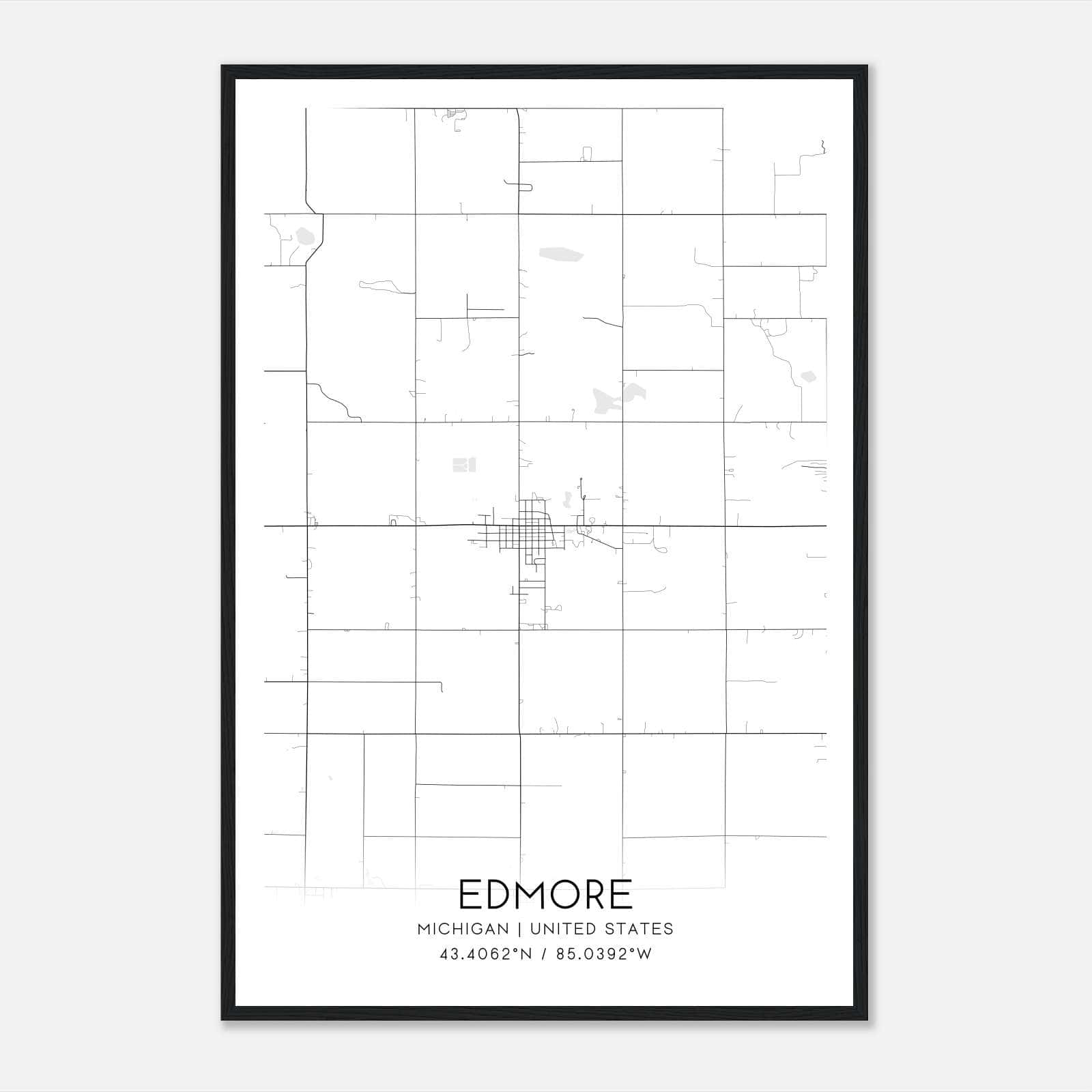 Edmore Michigan Map Poster, Modern Home Decor Wall Art Print Edmore Michigan Map Poster, Modern Home Decor Wall Art Print