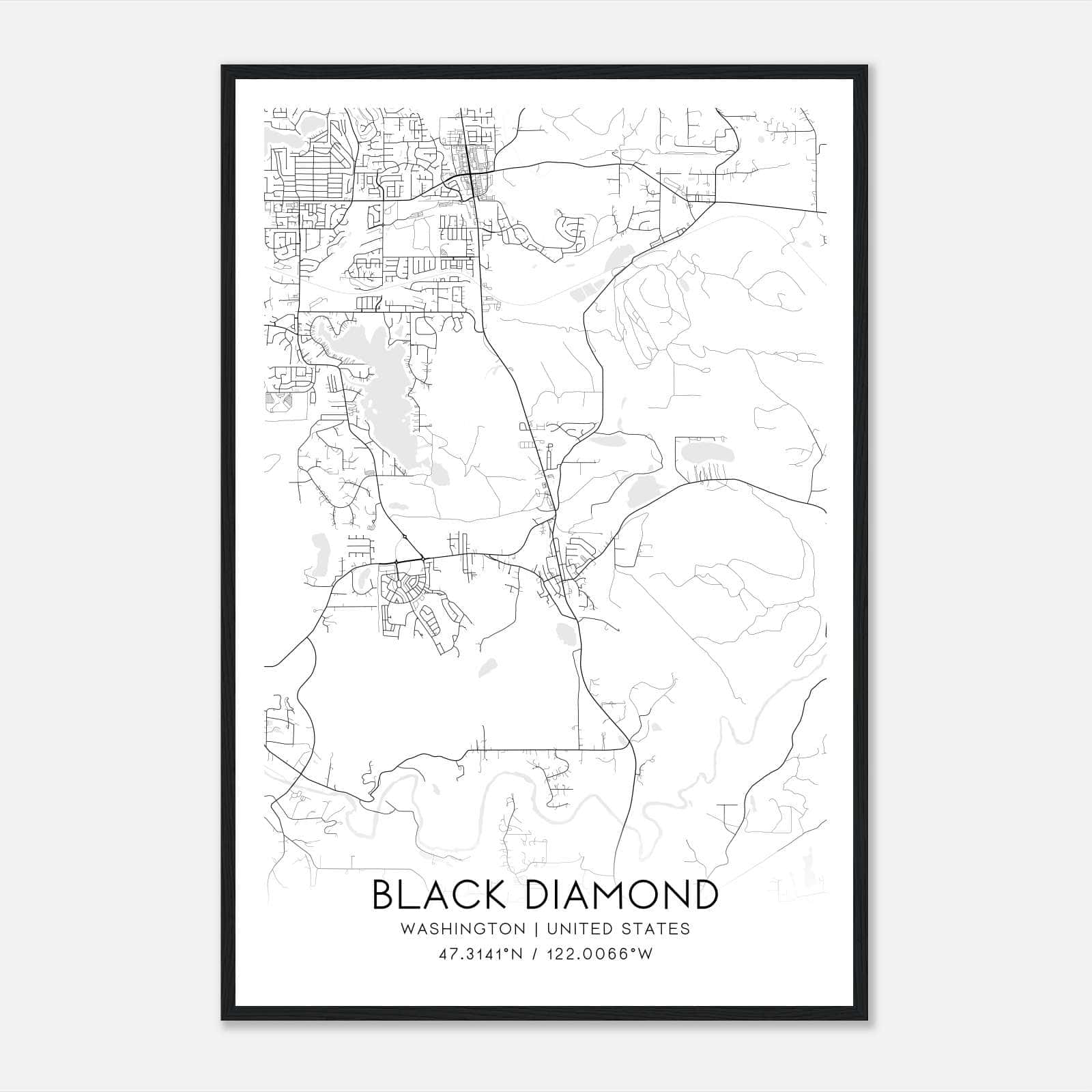 Black Diamond Washington Map Poster, Modern Home Decor Wall Art Print Black Diamond Washington Map Poster, Modern Home Decor Wall Art Print