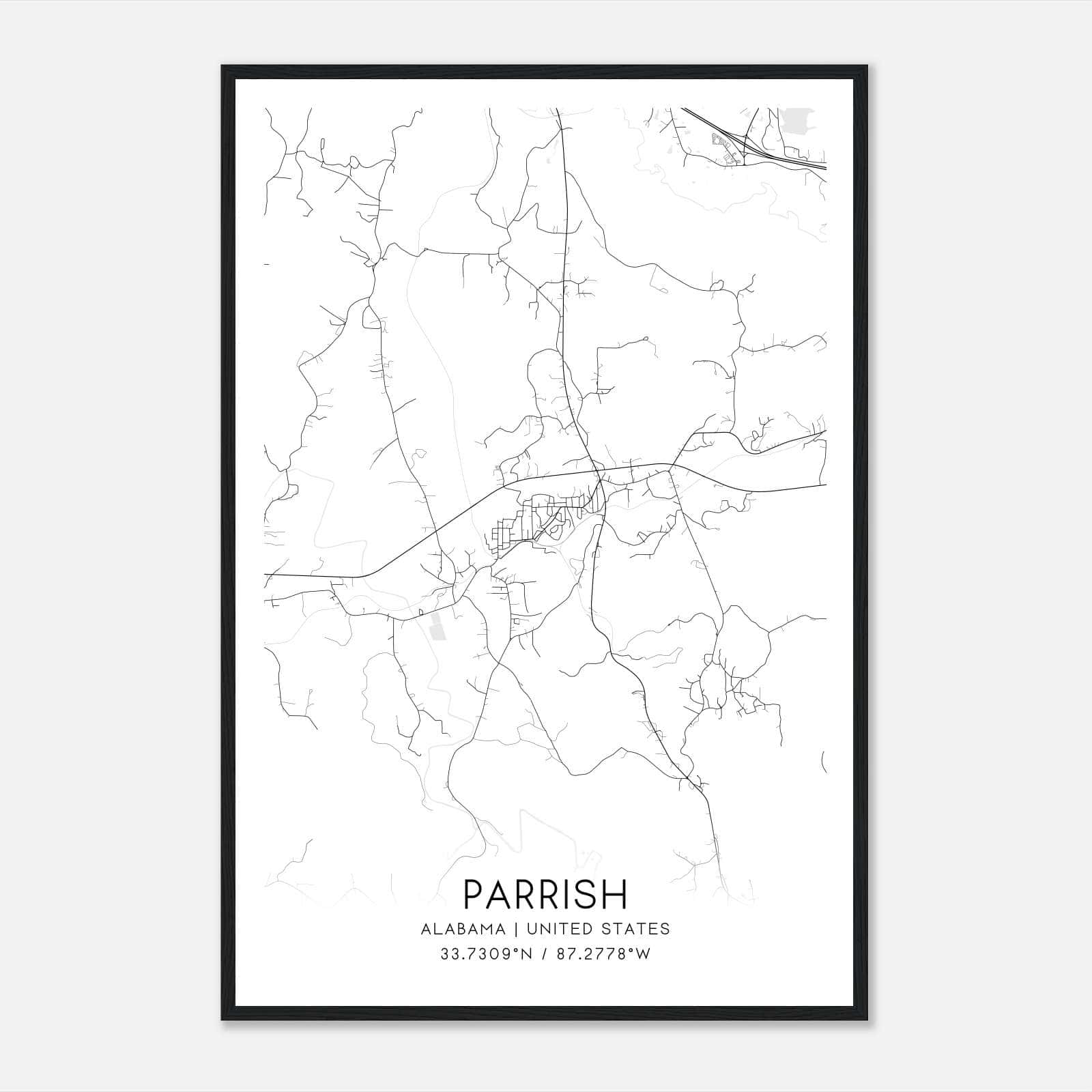 Parrish Alabama Map Poster, Modern Home Decor Wall Art Print Parrish Alabama Map Poster, Modern Home Decor Wall Art Print