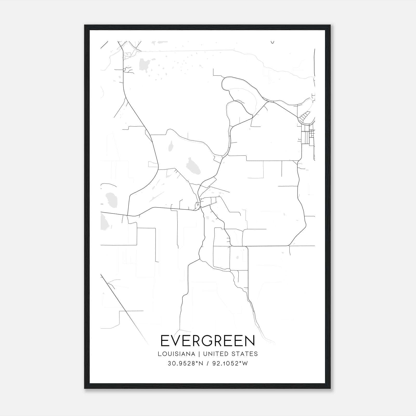 Evergreen Louisiana Map Poster, Modern Home Decor Wall Art Print Evergreen Louisiana Map Poster, Modern Home Decor Wall Art Print