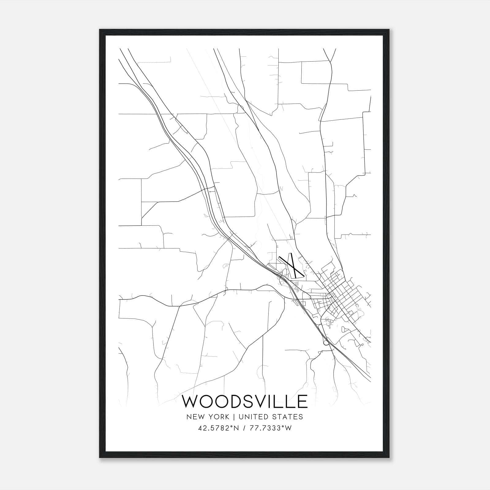 Woodsville New York Map Poster, Modern Home Decor Wall Art Print Woodsville New York Map Poster, Modern Home Decor Wall Art Print
