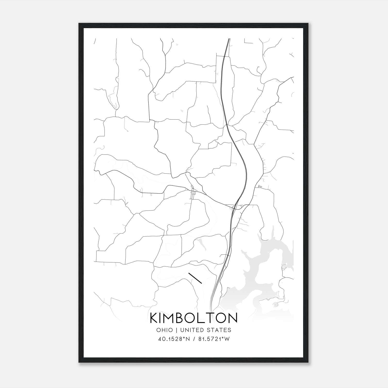 Kimbolton Ohio Map Poster, Modern Home Decor Wall Art Print Kimbolton Ohio Map Poster, Modern Home Decor Wall Art Print
