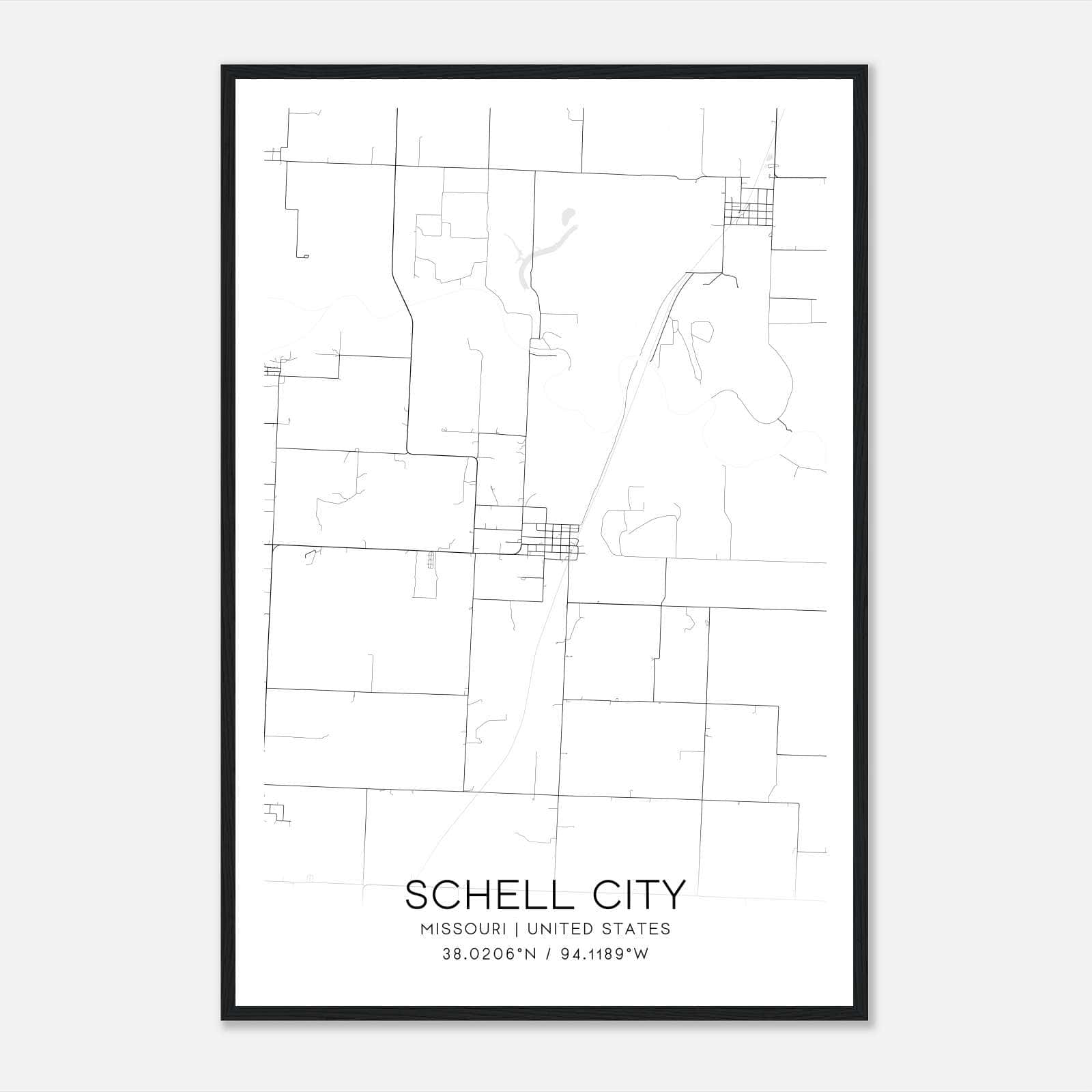 Schell City Missouri Map Poster, Modern Home Decor Wall Art Print Schell City Missouri Map Poster, Modern Home Decor Wall Art Print