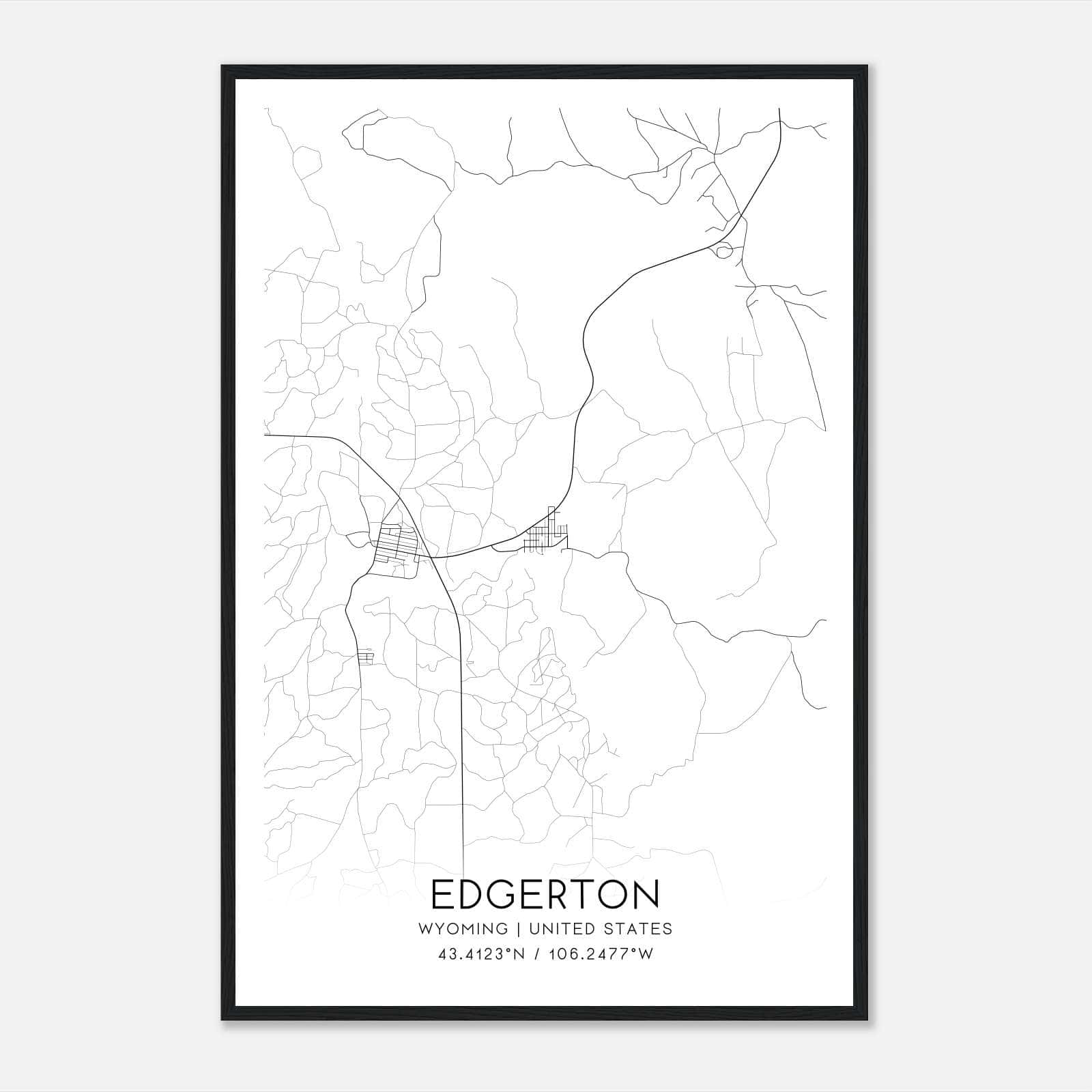 Edgerton Wyoming Map Poster, Modern Home Decor Wall Art Print Edgerton Wyoming Map Poster, Modern Home Decor Wall Art Print