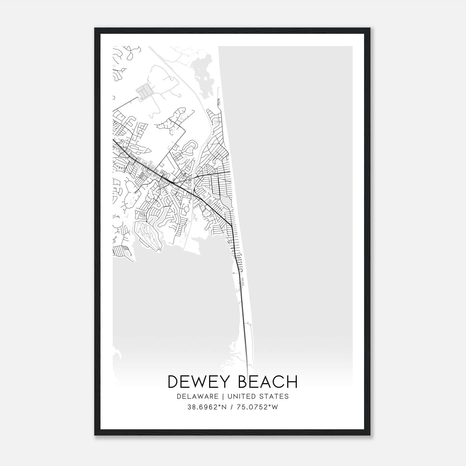 Dewey Beach Delaware Map Poster, Modern Home Decor Wall Art Print Dewey Beach Delaware Map Poster, Modern Home Decor Wall Art Print