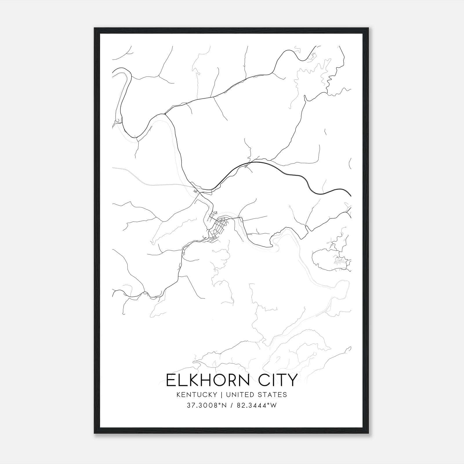 Elkhorn City Kentucky Map Poster, Modern Home Decor Wall Art Print Elkhorn City Kentucky Map Poster, Modern Home Decor Wall Art Print