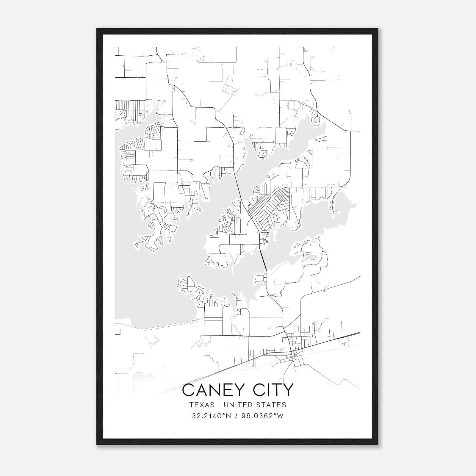 Caney City Texas Map Poster, Modern Home Decor Wall Art Print Caney City Texas Map Poster, Modern Home Decor Wall Art Print