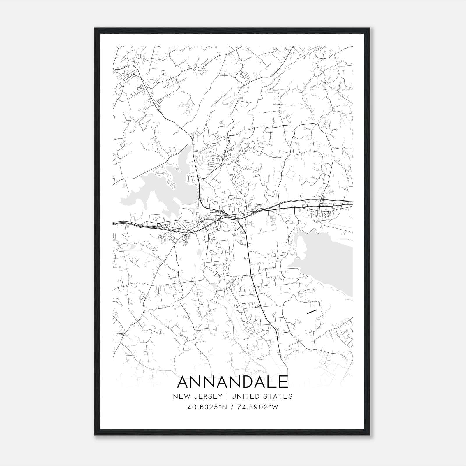 Annandale New Jersey Map Poster, Modern Home Decor Wall Art Print Annandale New Jersey Map Poster, Modern Home Decor Wall Art Print