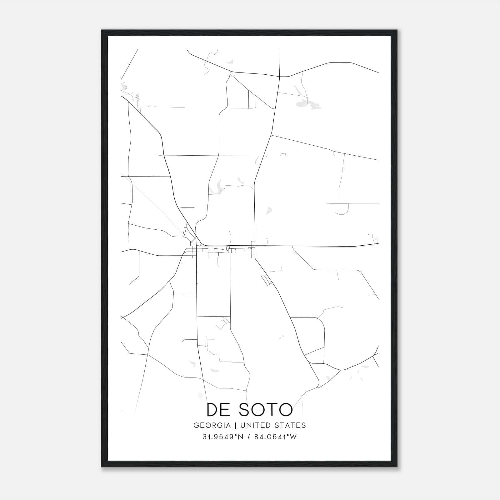 De Soto Georgia Map Poster, Modern Home Decor Wall Art Print De Soto Georgia Map Poster, Modern Home Decor Wall Art Print