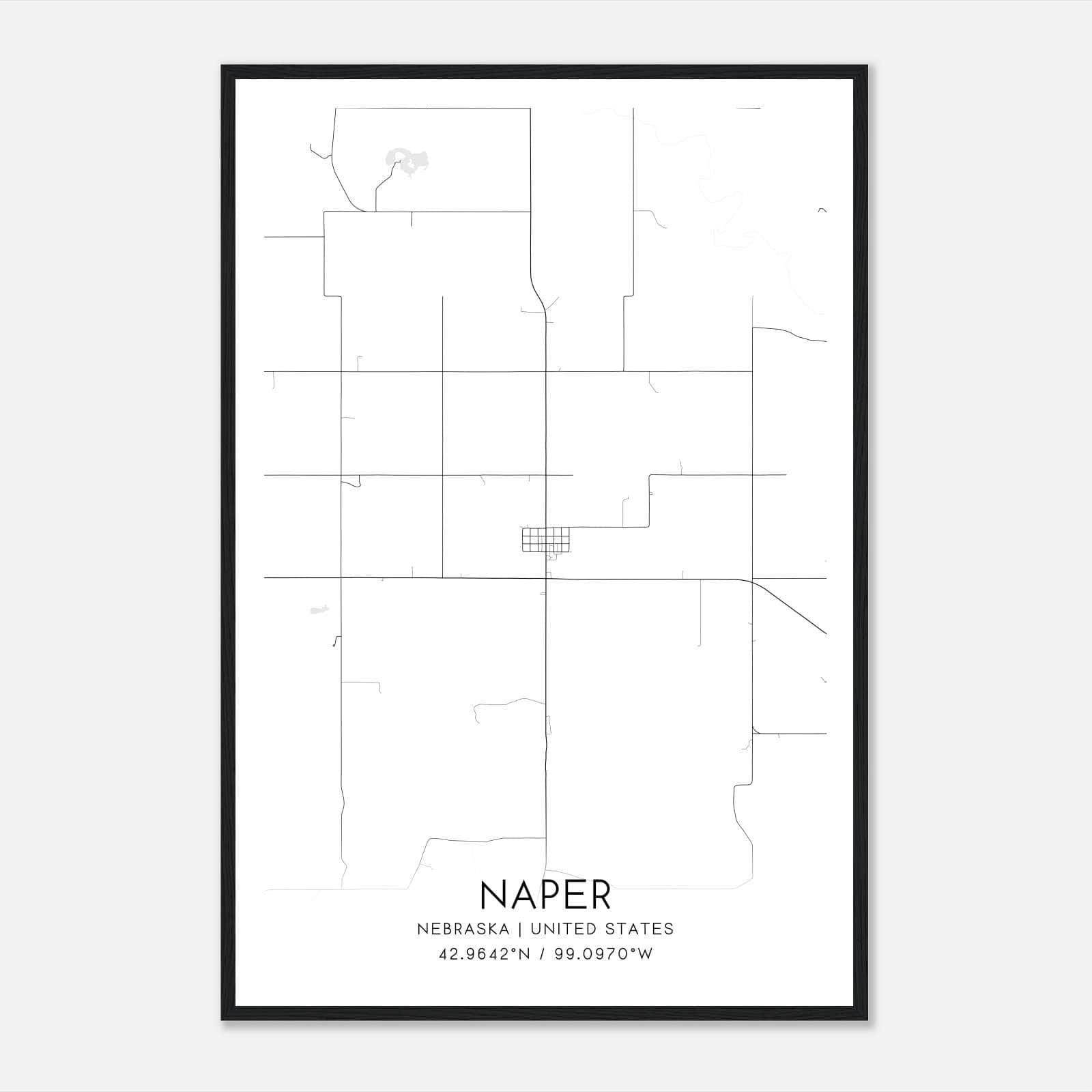 Naper Nebraska Map Poster, Modern Home Decor Wall Art Print Naper Nebraska Map Poster, Modern Home Decor Wall Art Print