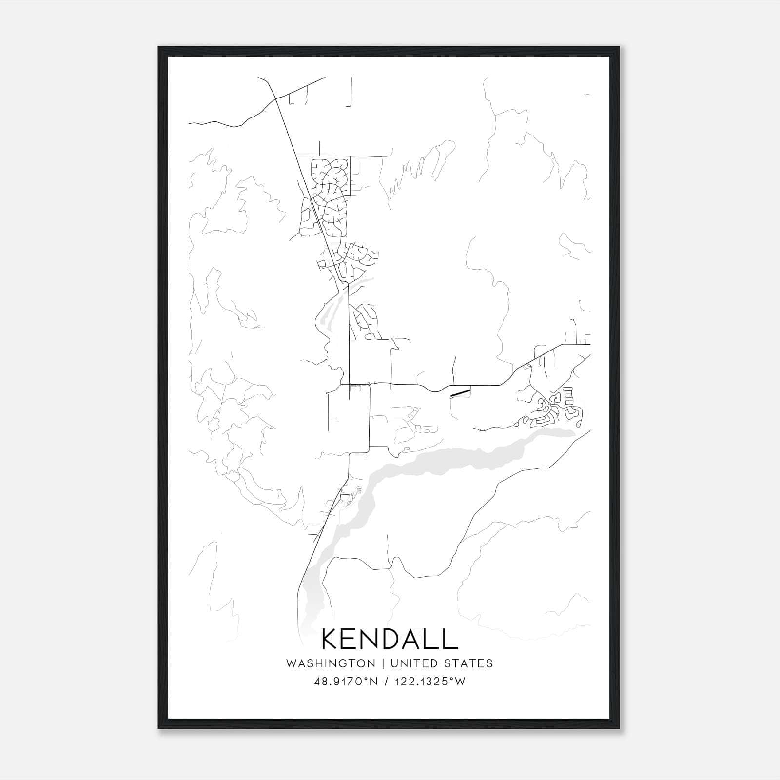 Kendall Washington Map Poster, Modern Home Decor Wall Art Print Kendall Washington Map Poster, Modern Home Decor Wall Art Print