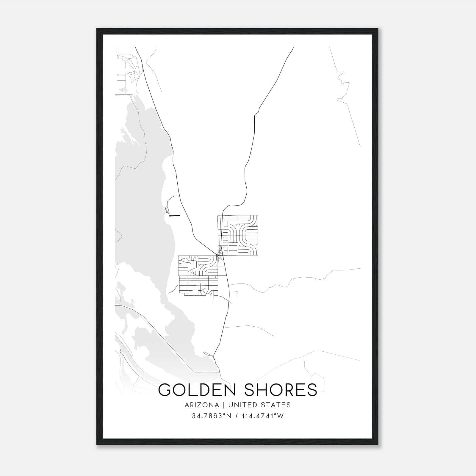 Golden Shores Arizona Map Poster, Modern Home Decor Wall Art Print Golden Shores Arizona Map Poster, Modern Home Decor Wall Art Print