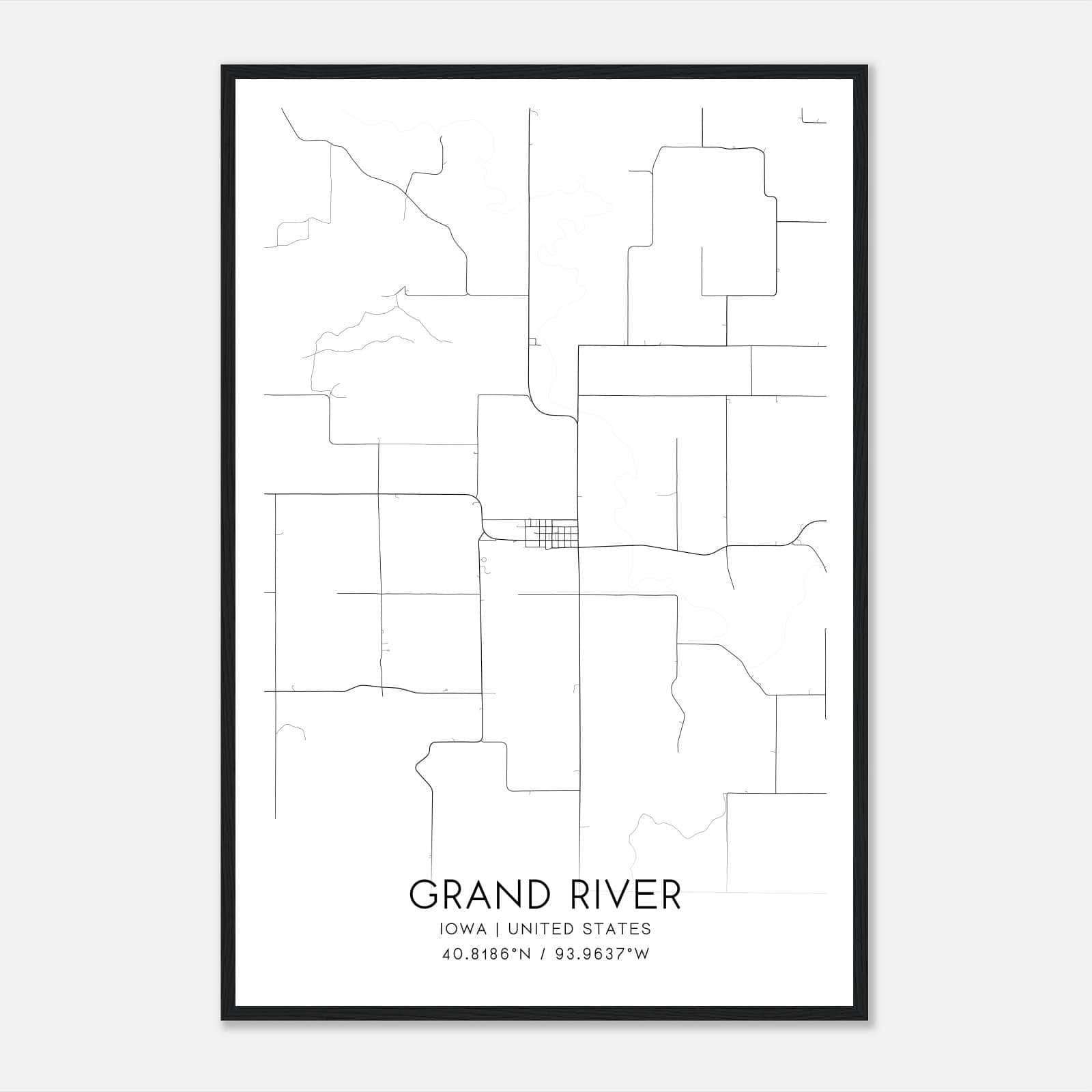Grand River Iowa Map Poster, Modern Home Decor Wall Art Print Grand River Iowa Map Poster, Modern Home Decor Wall Art Print