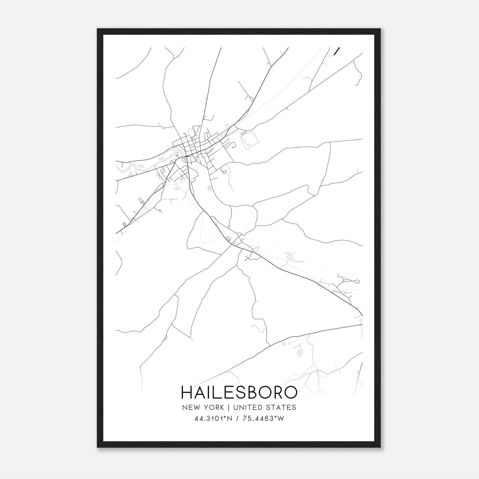 Hailesboro New York Map Poster, Modern Home Decor Wall Art Print Hailesboro New York Map Poster, Modern Home Decor Wall Art Print