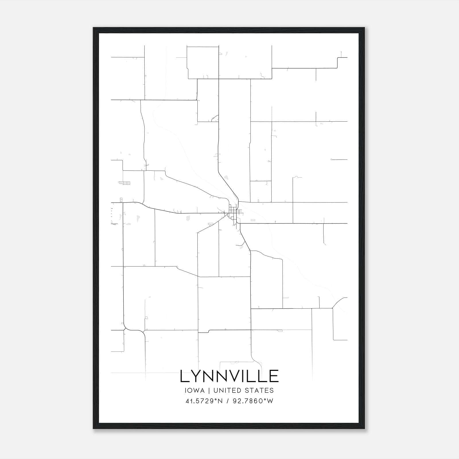 Lynnville Iowa Map Poster, Modern Home Decor Wall Art Print Lynnville Iowa Map Poster, Modern Home Decor Wall Art Print