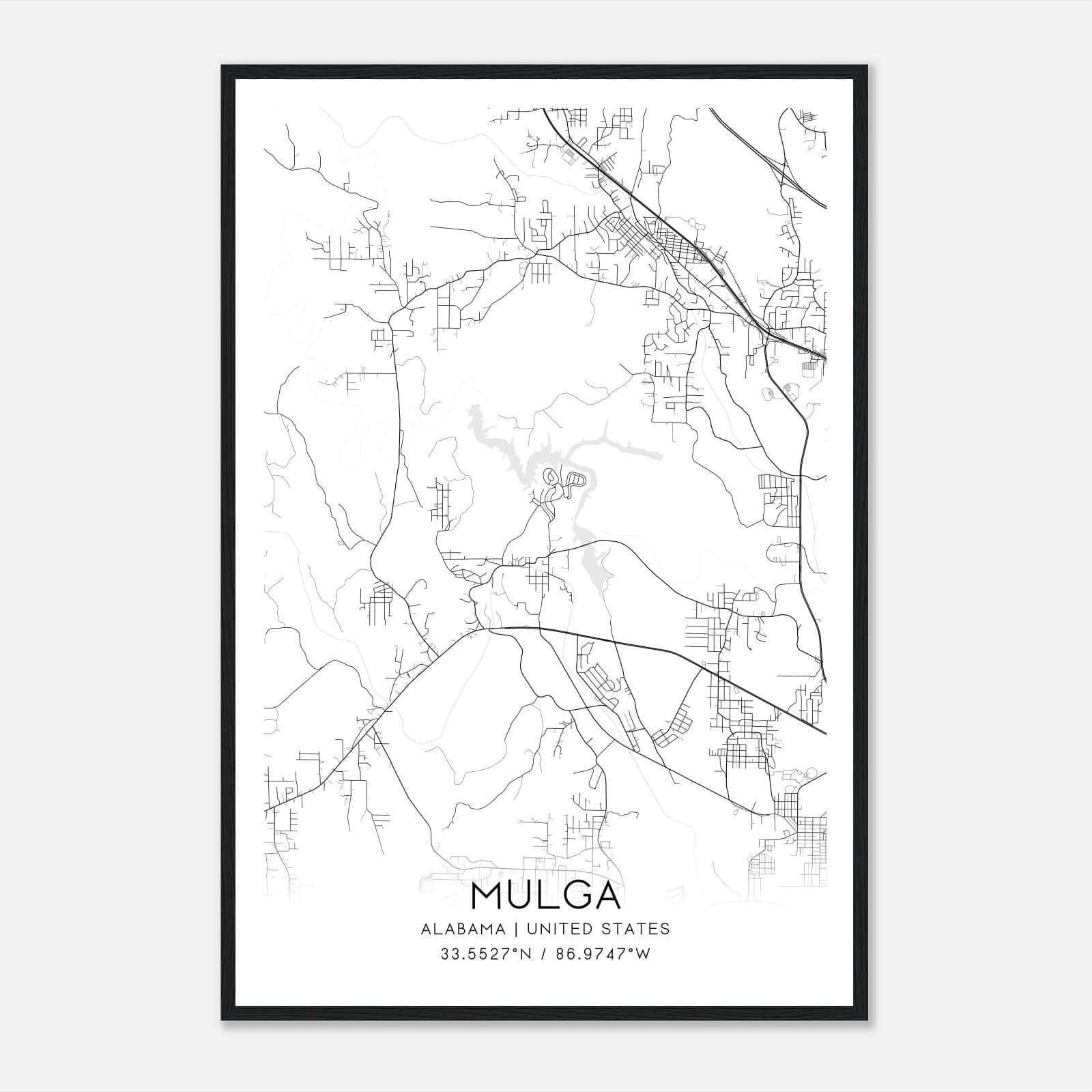 Mulga Alabama Map Poster, Modern Home Decor Wall Art Print Mulga Alabama Map Poster, Modern Home Decor Wall Art Print
