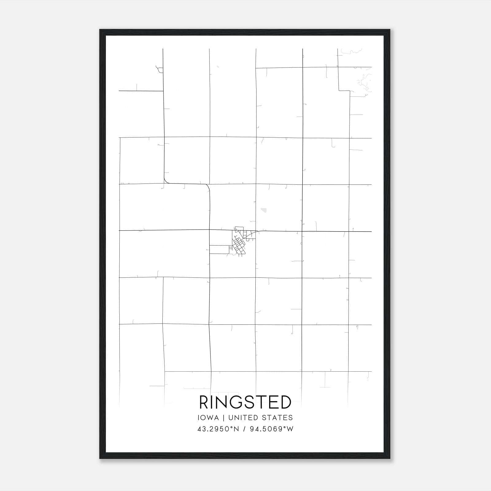 Ringsted Iowa Map Poster, Modern Home Decor Wall Art Print Ringsted Iowa Map Poster, Modern Home Decor Wall Art Print