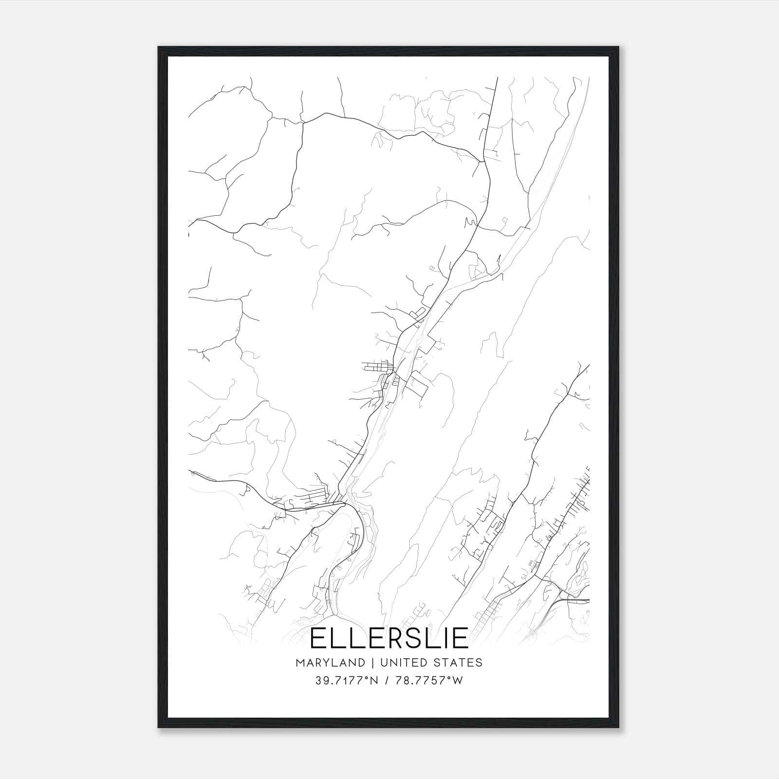 Ellerslie Maryland Map Poster, Modern Home Decor Wall Art Print Ellerslie Maryland Map Poster, Modern Home Decor Wall Art Print