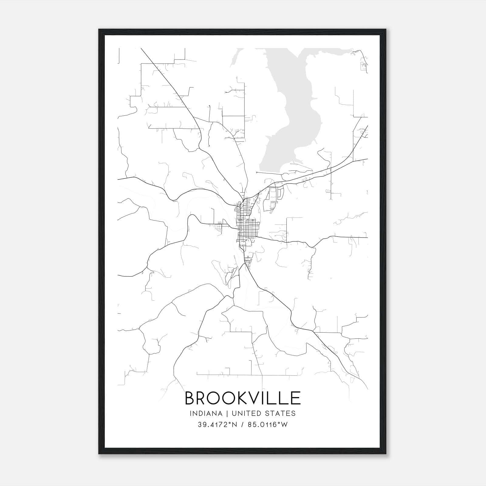 Brookville Indiana Map Poster, Modern Home Decor Wall Art Print Brookville Indiana Map Poster, Modern Home Decor Wall Art Print