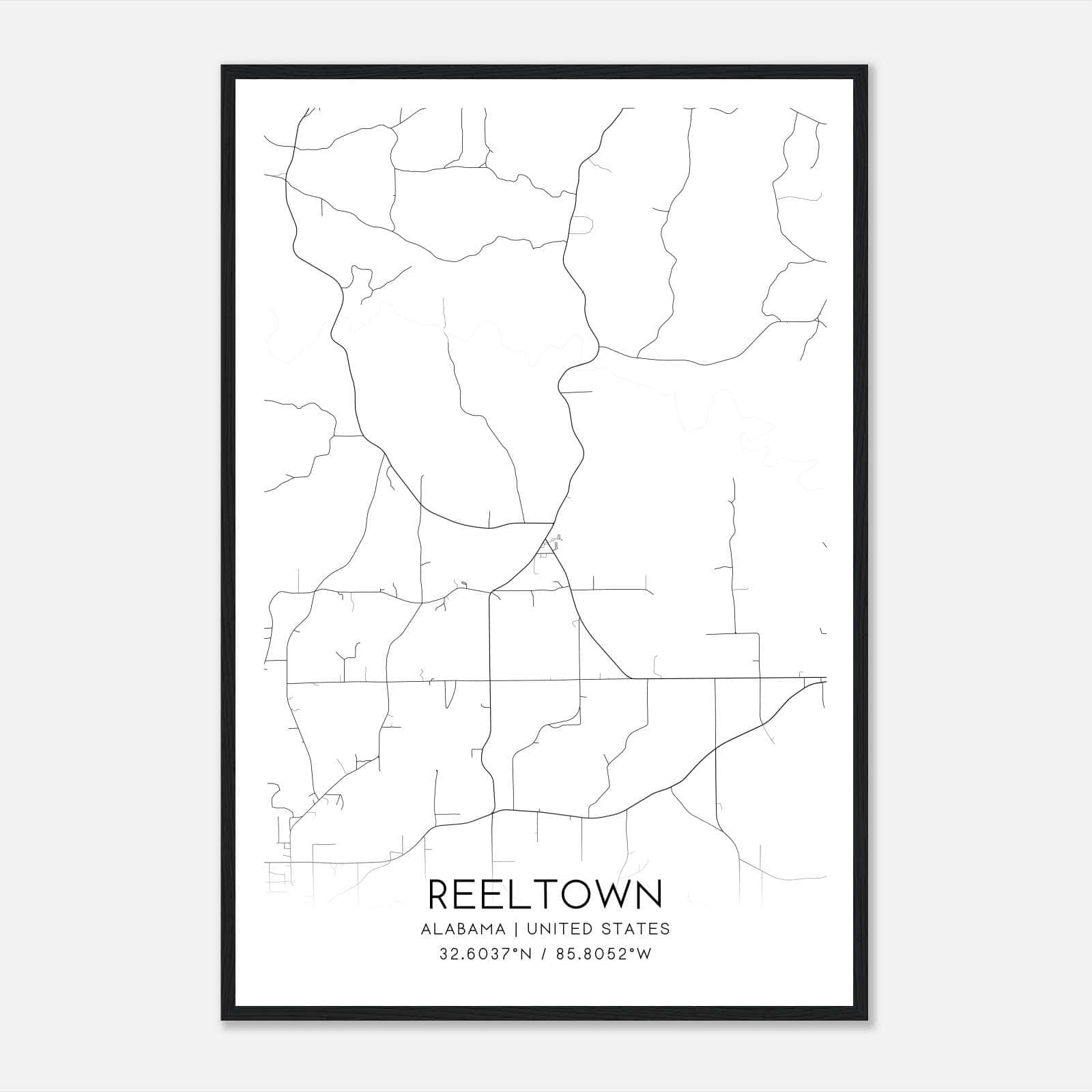 Reeltown Alabama Map Poster, Modern Home Decor Wall Art Print Reeltown Alabama Map Poster, Modern Home Decor Wall Art Print