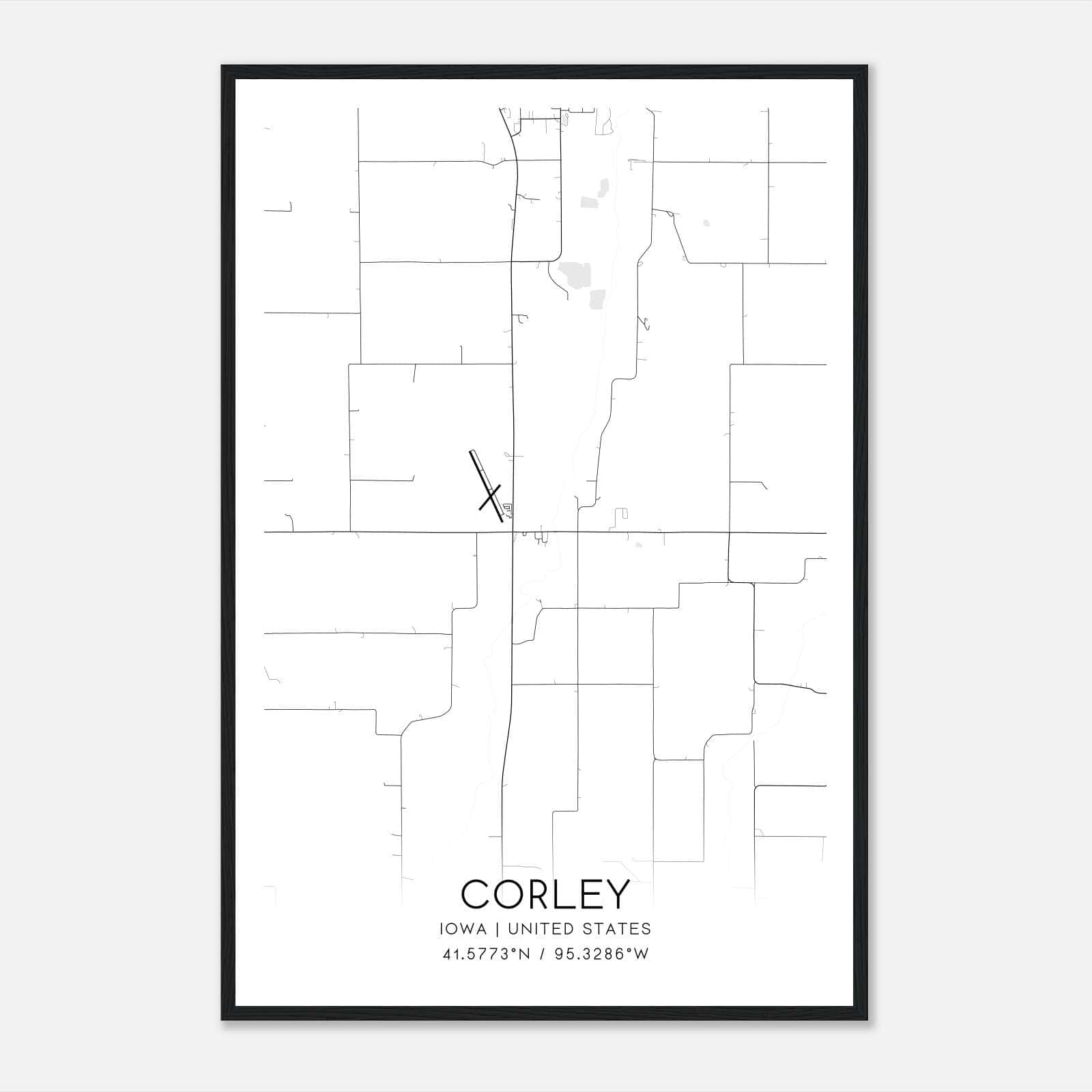 Corley Iowa Map Poster, Modern Home Decor Wall Art Print Corley Iowa Map Poster, Modern Home Decor Wall Art Print