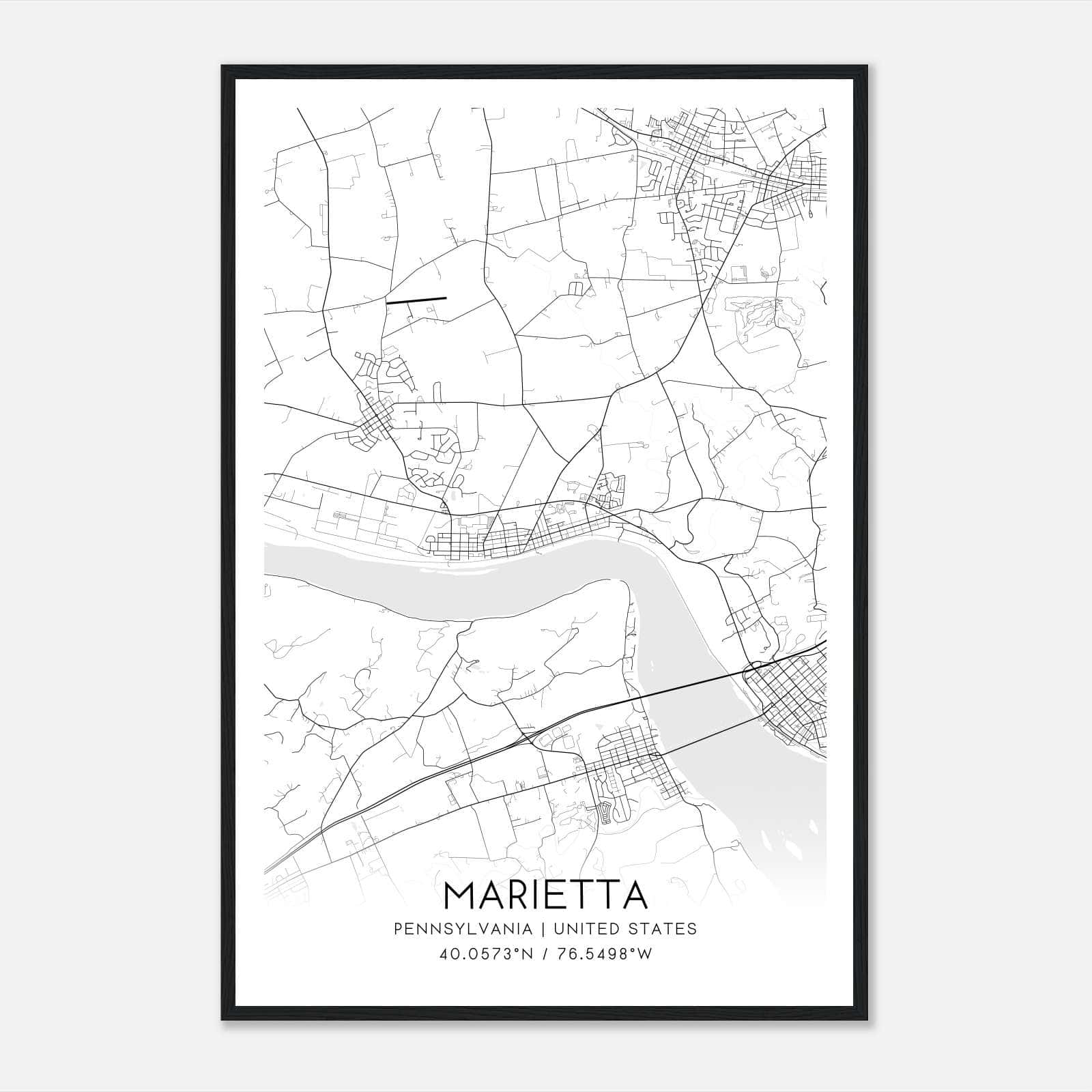 Marietta Pennsylvania Map Poster, Modern Home Decor Wall Art Print Marietta Pennsylvania Map Poster, Modern Home Decor Wall Art Print