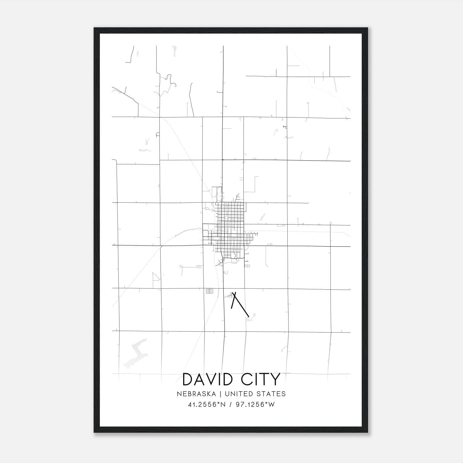 David City Nebraska Map Poster, Modern Home Decor Wall Art Print David City Nebraska Map Poster, Modern Home Decor Wall Art Print