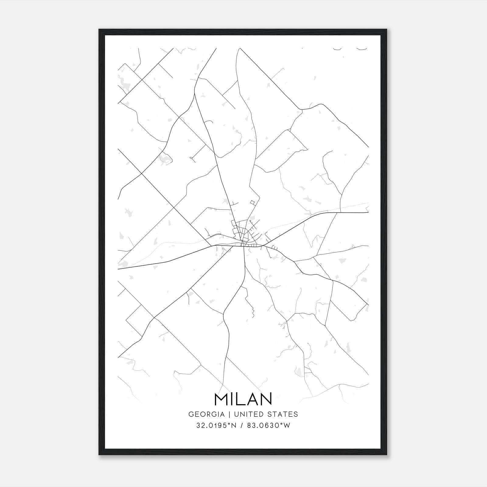 Milan Georgia Map Poster, Modern Home Decor Wall Art Print Milan Georgia Map Poster, Modern Home Decor Wall Art Print