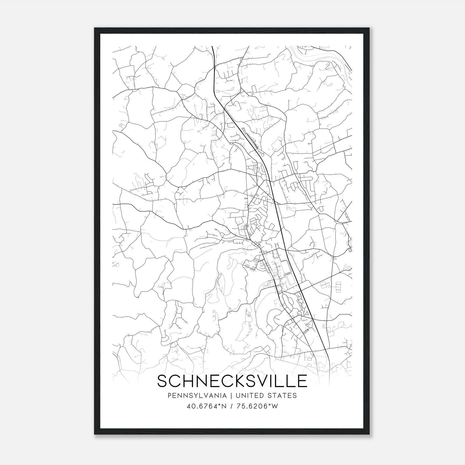 Schnecksville Pennsylvania Map Poster, Modern Home Decor Wall Art Print Schnecksville Pennsylvania Map Poster, Modern Home Decor Wall Art Print