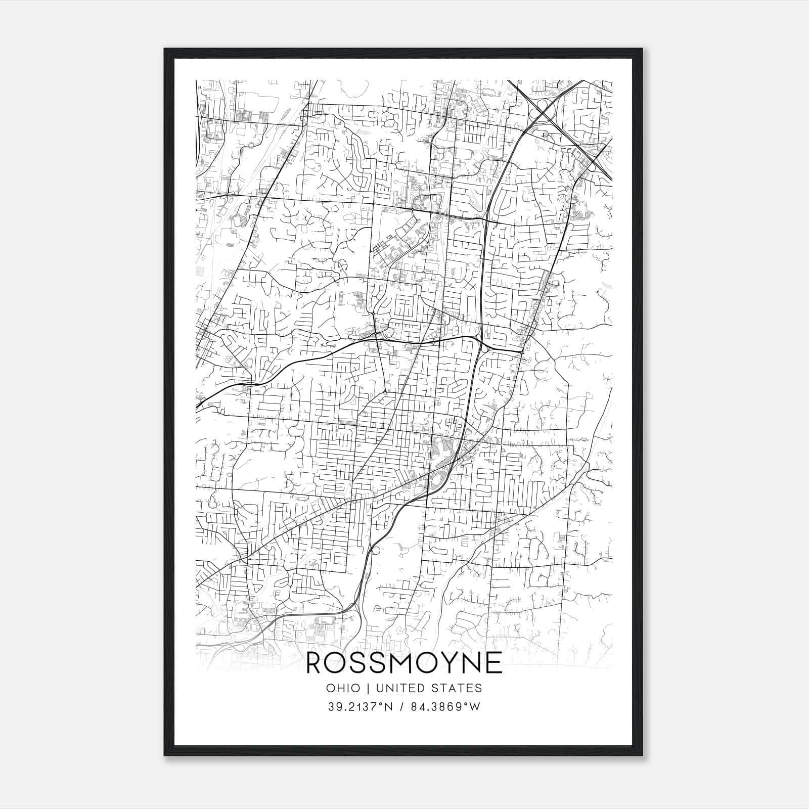 Rossmoyne Ohio Map Poster, Modern Home Decor Wall Art Print Rossmoyne Ohio Map Poster, Modern Home Decor Wall Art Print