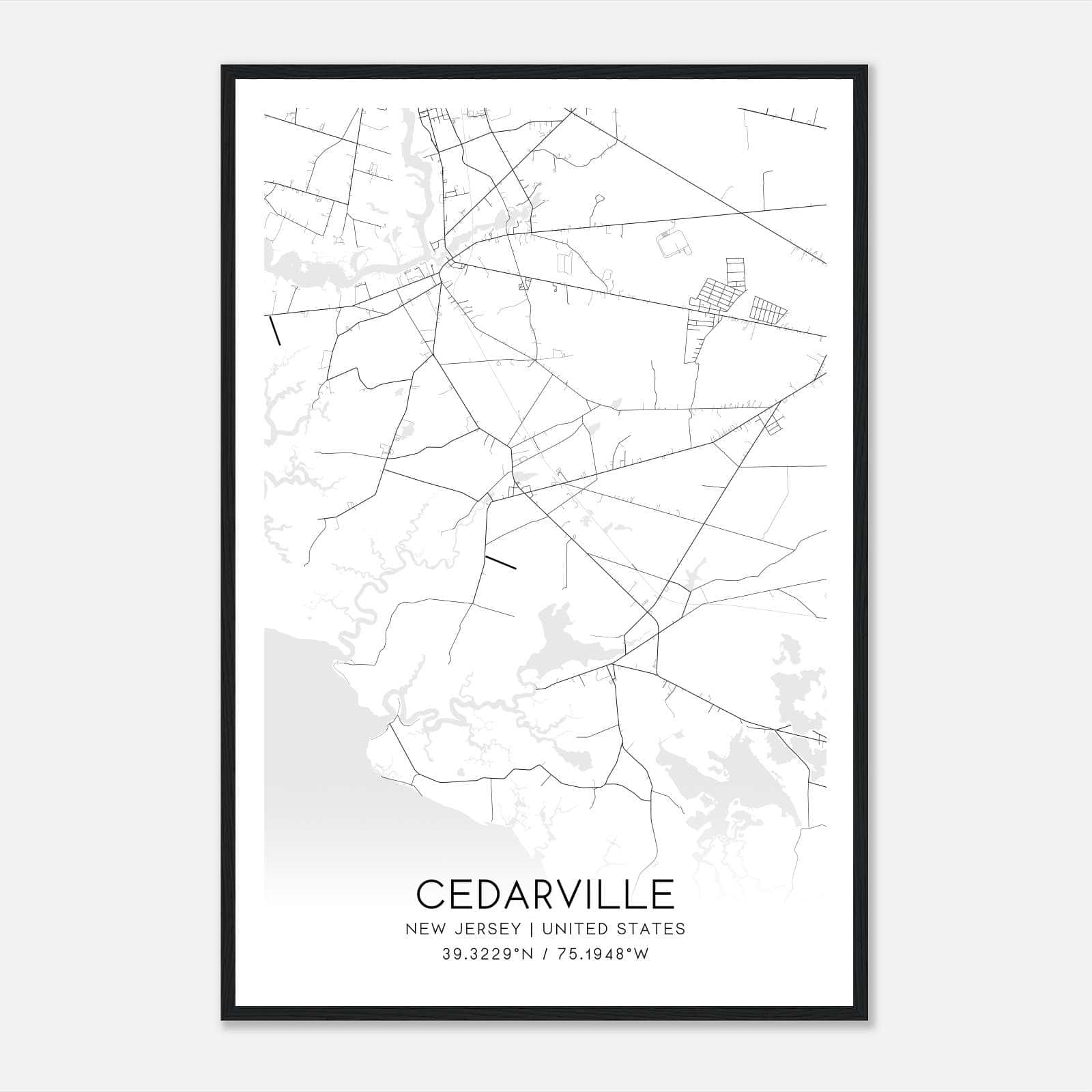 Cedarville New Jersey Map Poster, Modern Home Decor Wall Art Print Cedarville New Jersey Map Poster, Modern Home Decor Wall Art Print