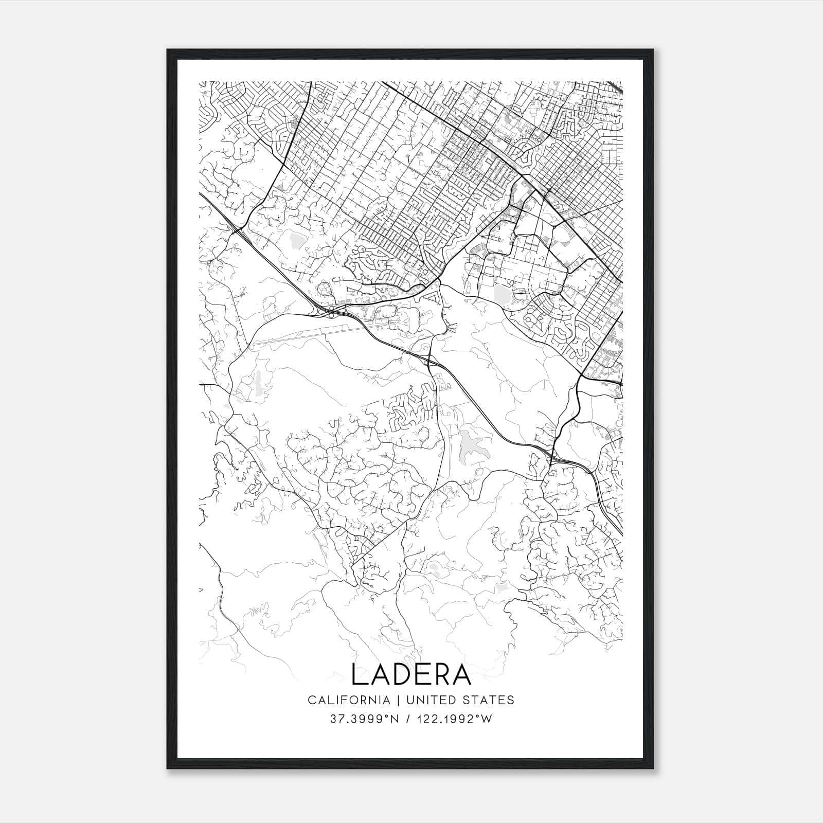 Ladera California Map Poster, Modern Home Decor Wall Art Print Ladera California Map Poster, Modern Home Decor Wall Art Print
