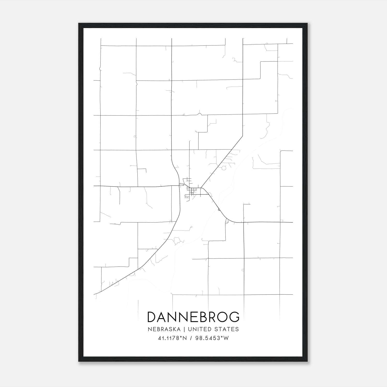 Dannebrog Nebraska Map Poster, Modern Home Decor Wall Art Print Dannebrog Nebraska Map Poster, Modern Home Decor Wall Art Print