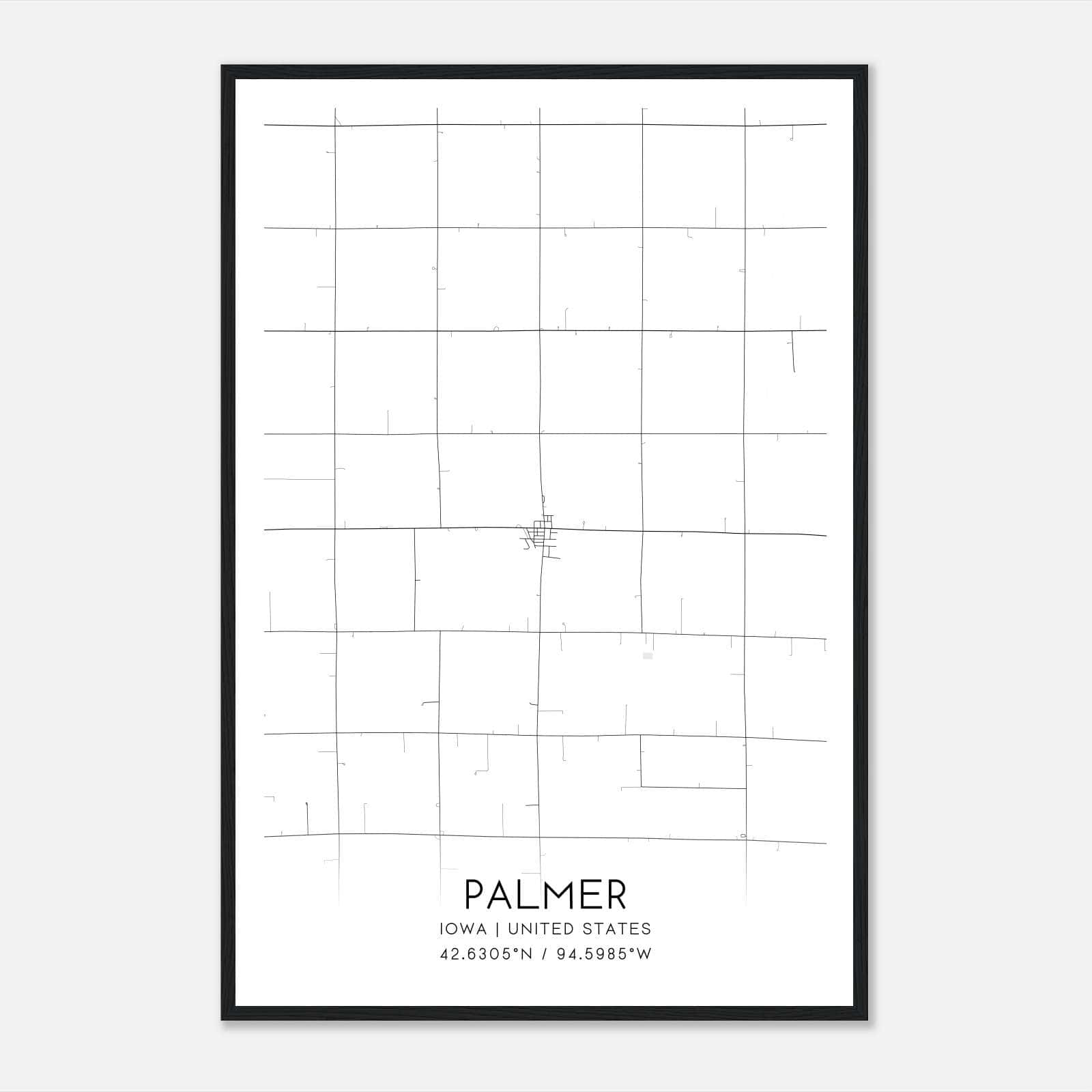 Palmer Iowa Map Poster, Modern Home Decor Wall Art Print Palmer Iowa Map Poster, Modern Home Decor Wall Art Print