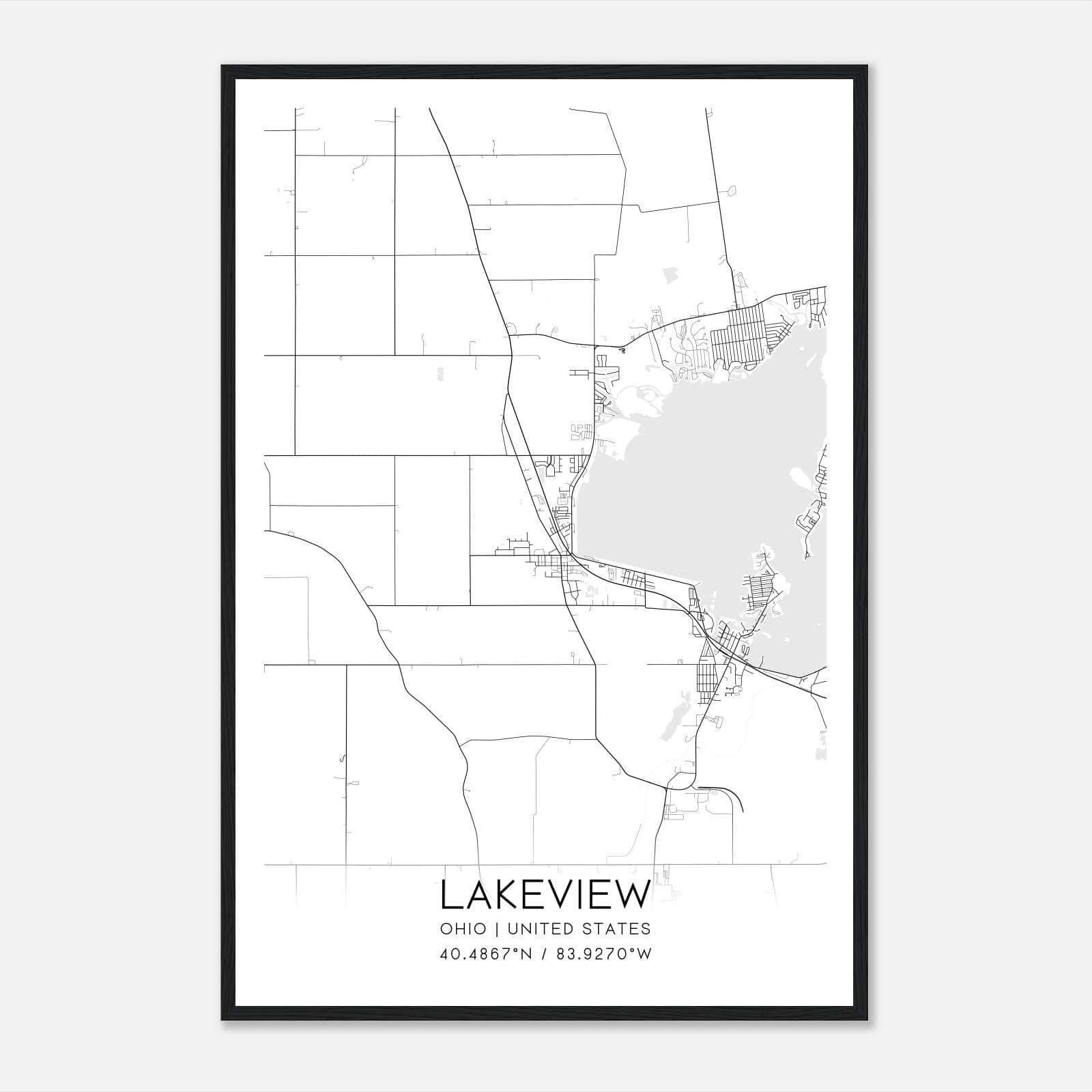 Lakeview Ohio Map Poster, Modern Home Decor Wall Art Print Lakeview Ohio Map Poster, Modern Home Decor Wall Art Print