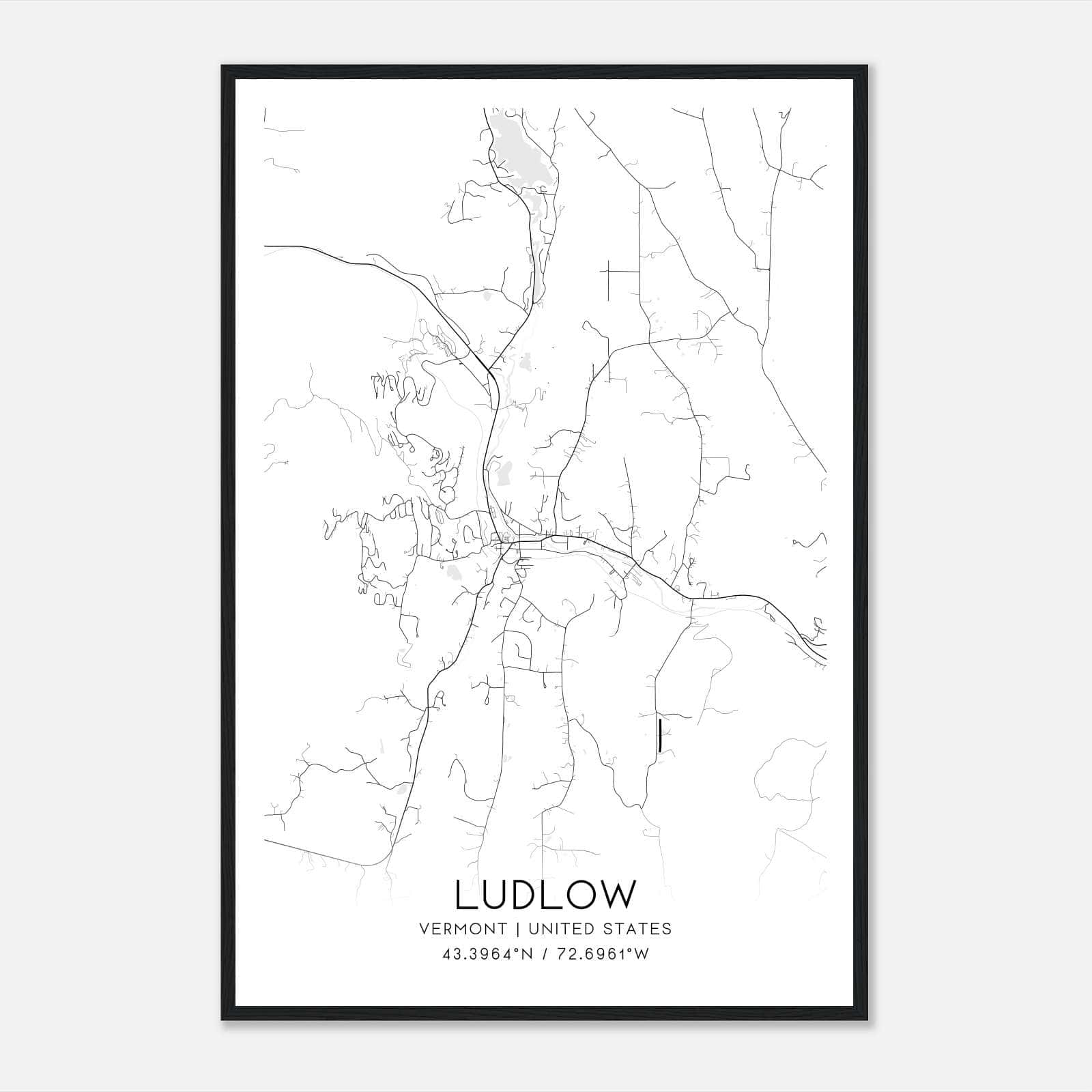 Ludlow Vermont Map Poster, Modern Home Decor Wall Art Print Ludlow Vermont Map Poster, Modern Home Decor Wall Art Print