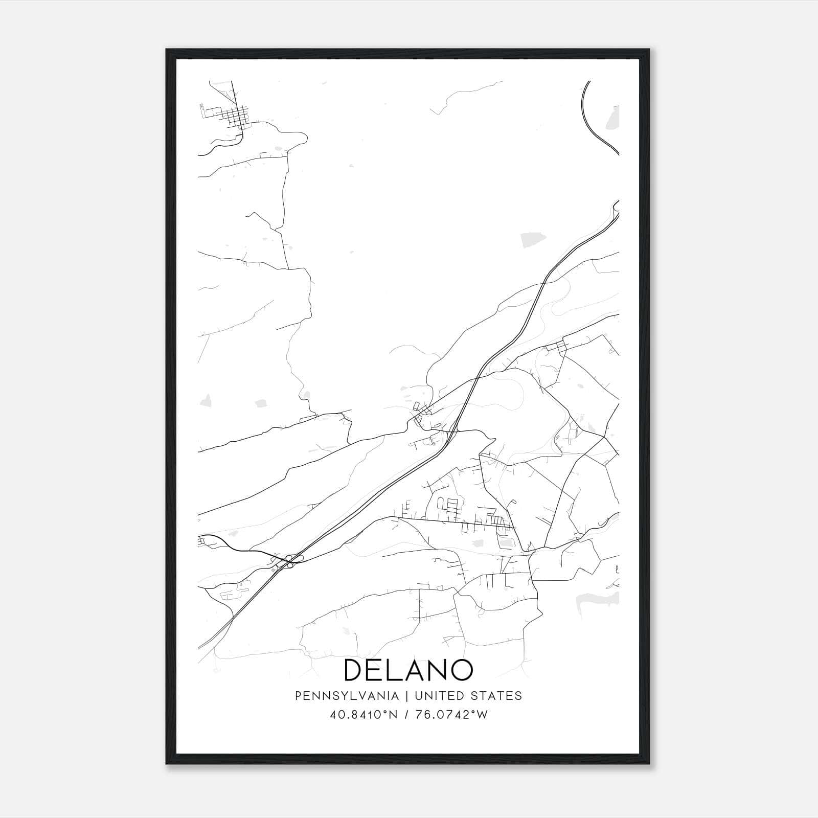 Delano Pennsylvania Map Poster, Modern Home Decor Wall Art Print Delano Pennsylvania Map Poster, Modern Home Decor Wall Art Print