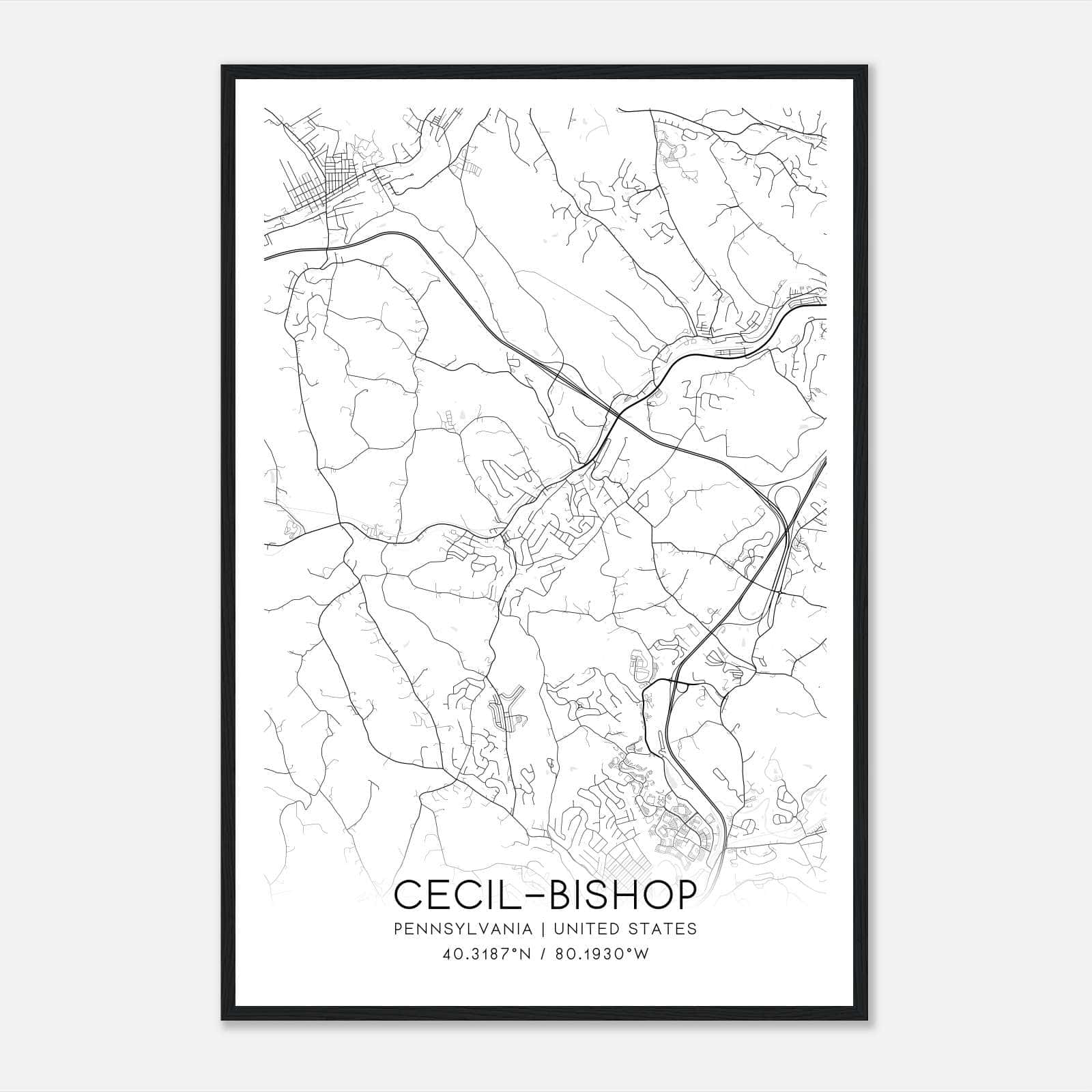 Cecil-Bishop Pennsylvania Map Poster, Modern Home Decor Wall Art Print Cecil-Bishop Pennsylvania Map Poster, Modern Home Decor Wall Art Print