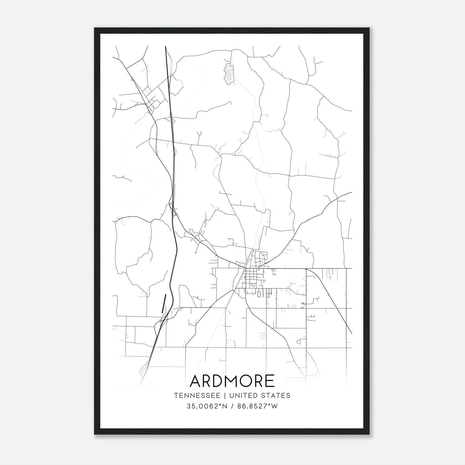 Ardmore Tennessee Map Poster, Modern Home Decor Wall Art Print Ardmore Tennessee Map Poster, Modern Home Decor Wall Art Print