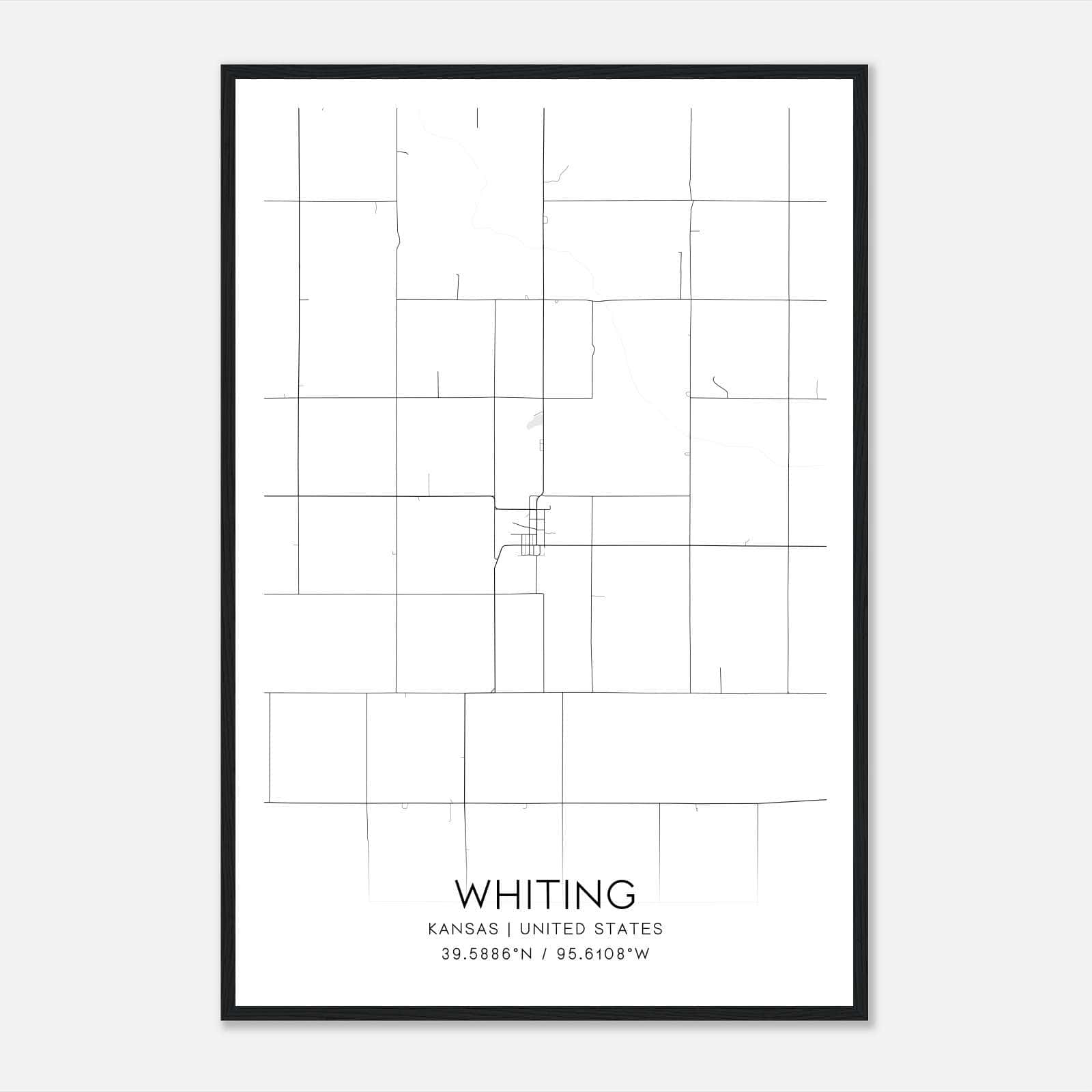 Whiting Kansas Map Poster, Modern Home Decor Wall Art Print Whiting Kansas Map Poster, Modern Home Decor Wall Art Print